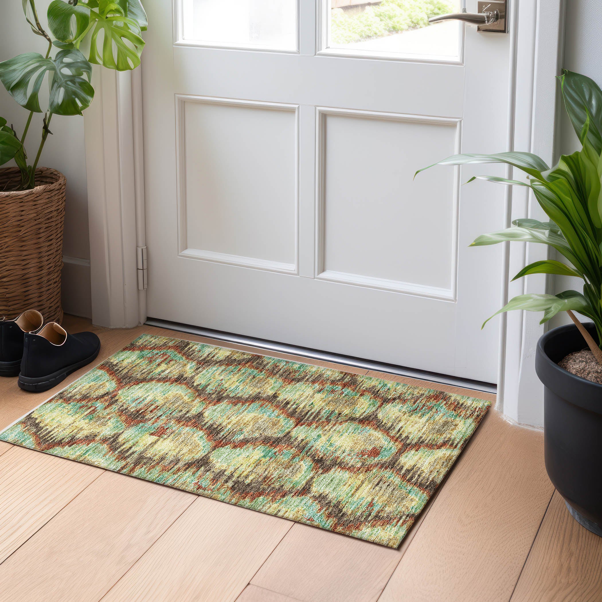 Oslo Machine Washable Transitional Fudge Brown Rug 1'8" x 2'6" #shape_Rectangle