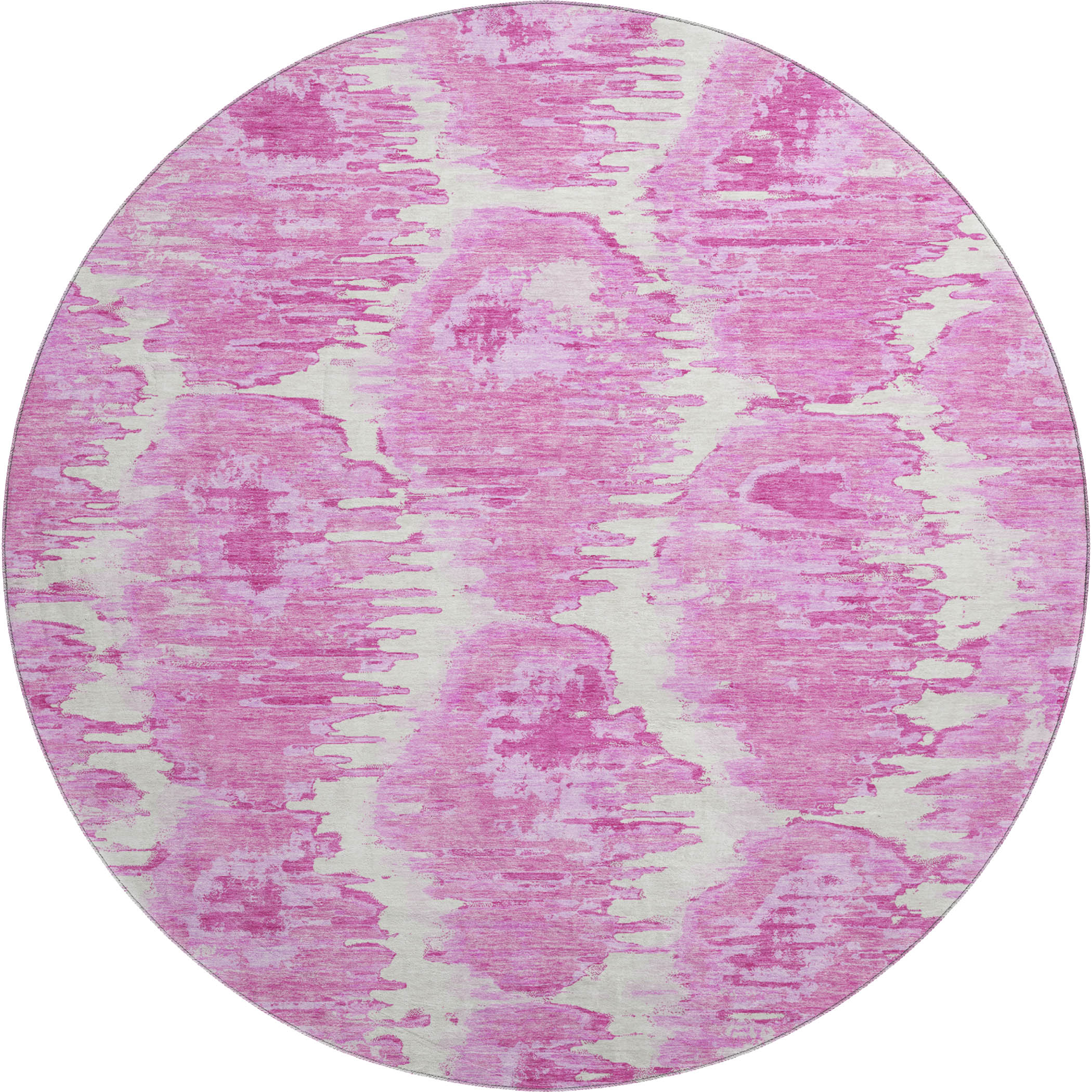 Oslo Machine Washable Transitional Pink Rug 8' x 8' #shape_Round