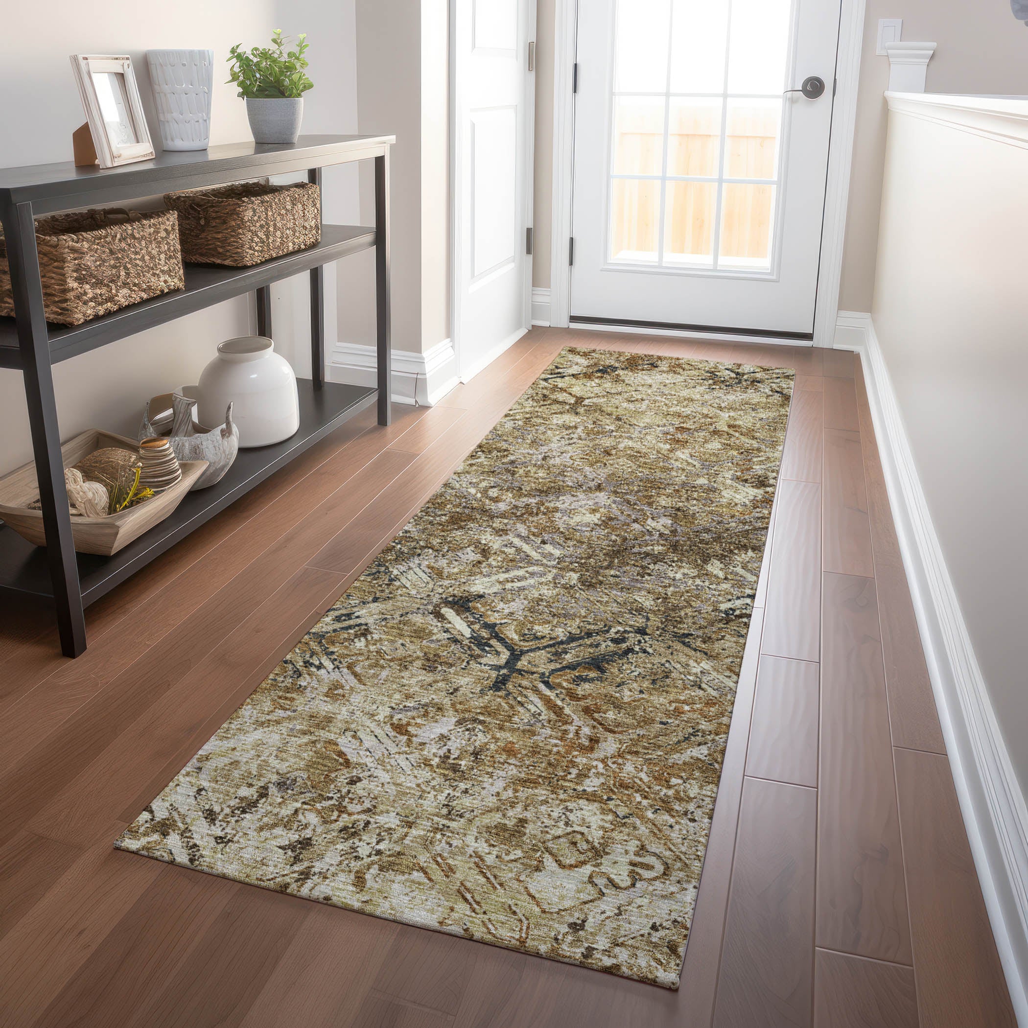 Cairo Machine Washable Transitional Beige Brown Rug 2'3" x 7'6" #shape_Runner