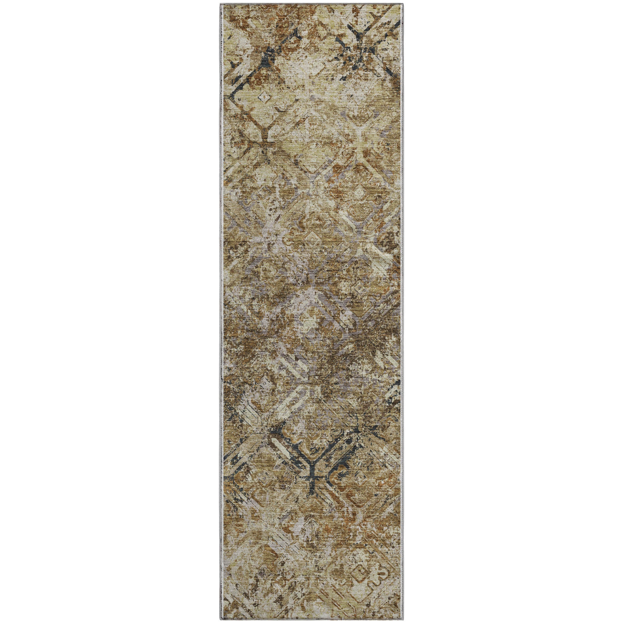 Cairo Machine Washable Transitional Beige Brown Rug 2'3" x 7'6" #shape_Runner