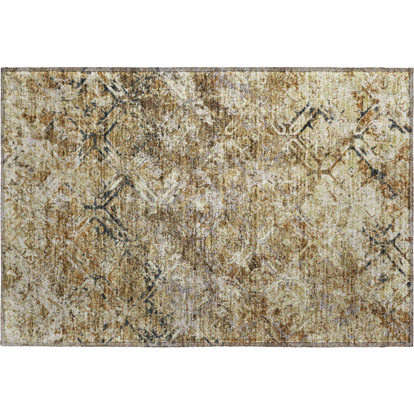 Cairo Machine Washable Transitional Beige Brown Rug 1'8" x 2'6"