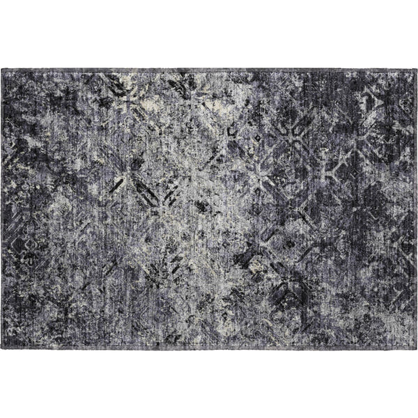 Cairo Machine Washable Transitional Black Rug 1'8" x 2'6"