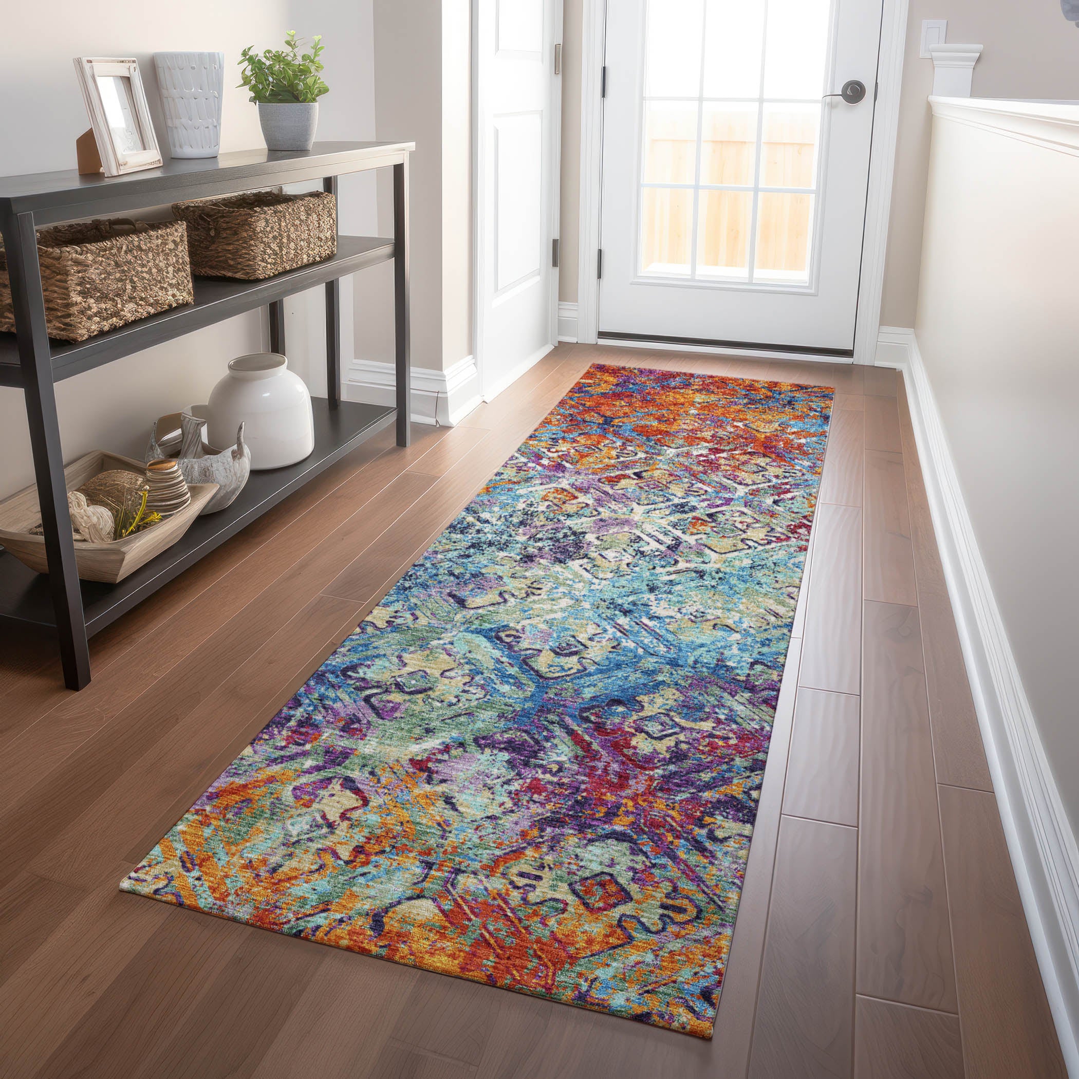 Cairo Machine Washable Transitional Copper Orange Rug 2'3" x 7'6" #shape_Runner