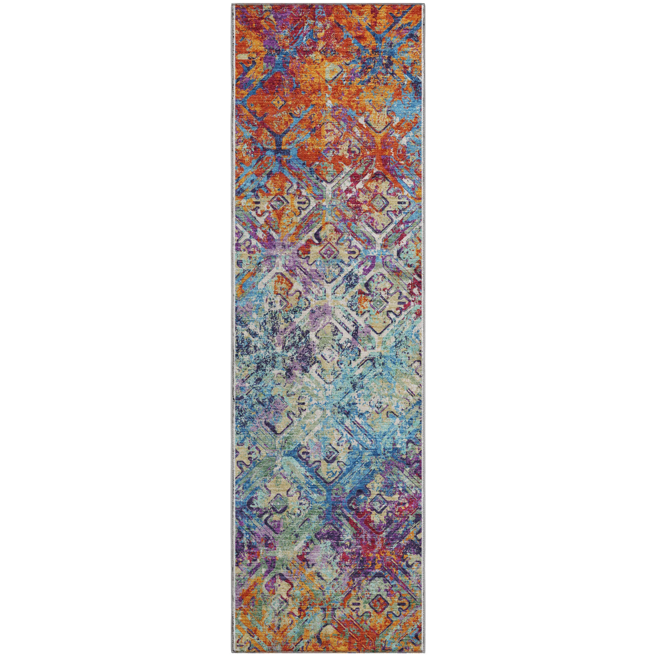 Cairo Machine Washable Transitional Copper Orange Rug 2'3" x 7'6" #shape_Runner