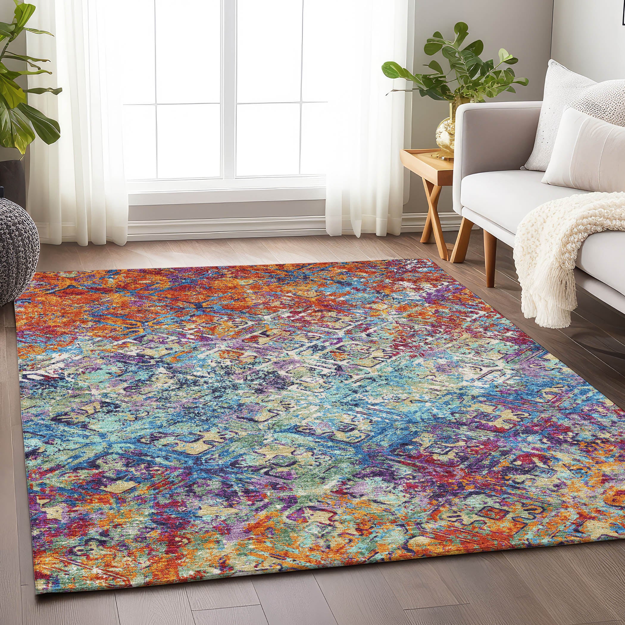 Cairo Machine Washable Transitional Copper Orange Rug 2'6" x 3'10" #shape_Rectangle