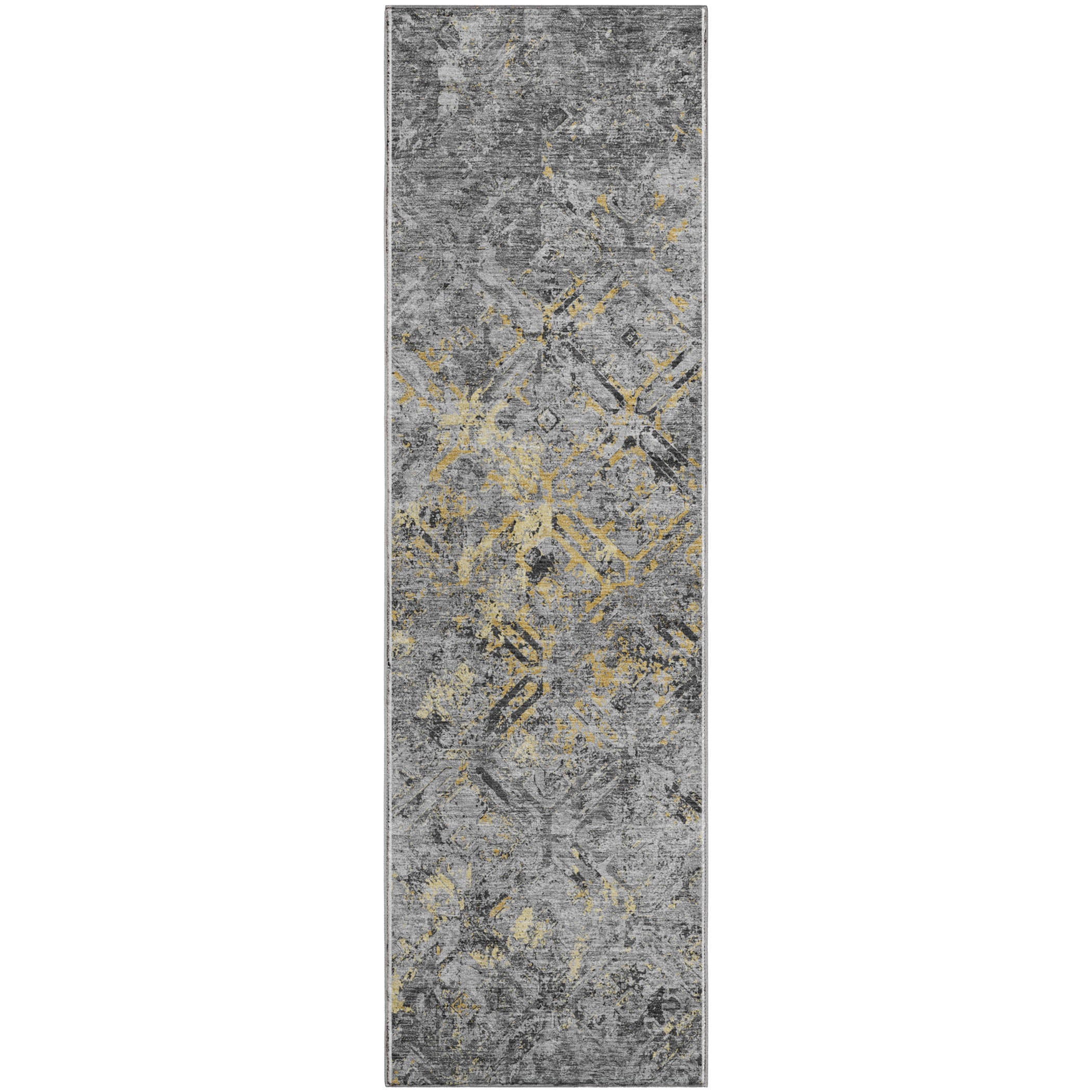 Cairo Machine Washable Transitional Gray Rug 2'3" x 7'6" #shape_Runner