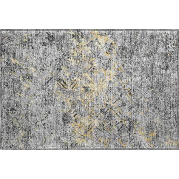 Cairo Machine Washable Transitional Gray Rug 1'8" x 2'6"