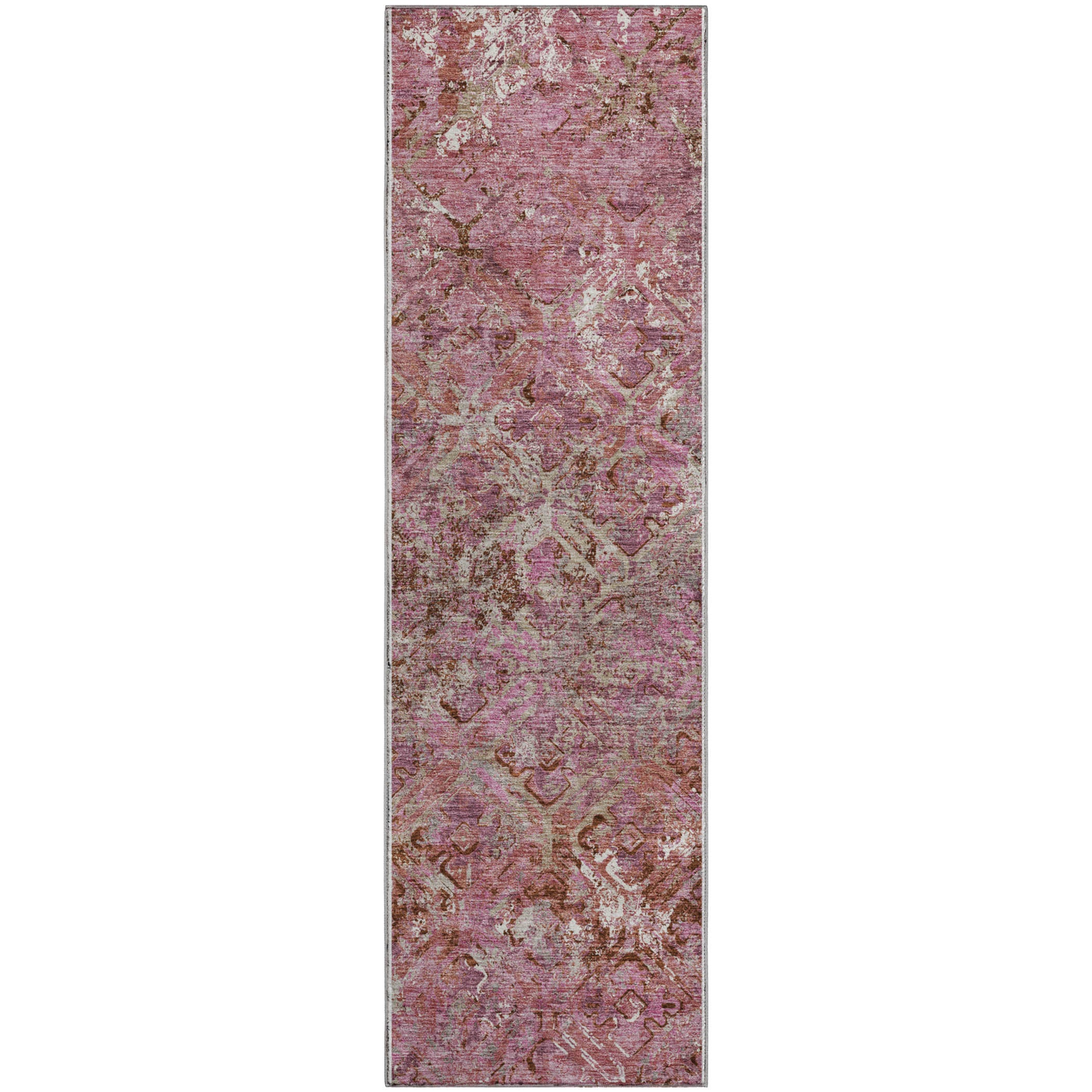 Cairo Machine Washable Transitional Pink Rug 2'3" x 7'6" #shape_Runner