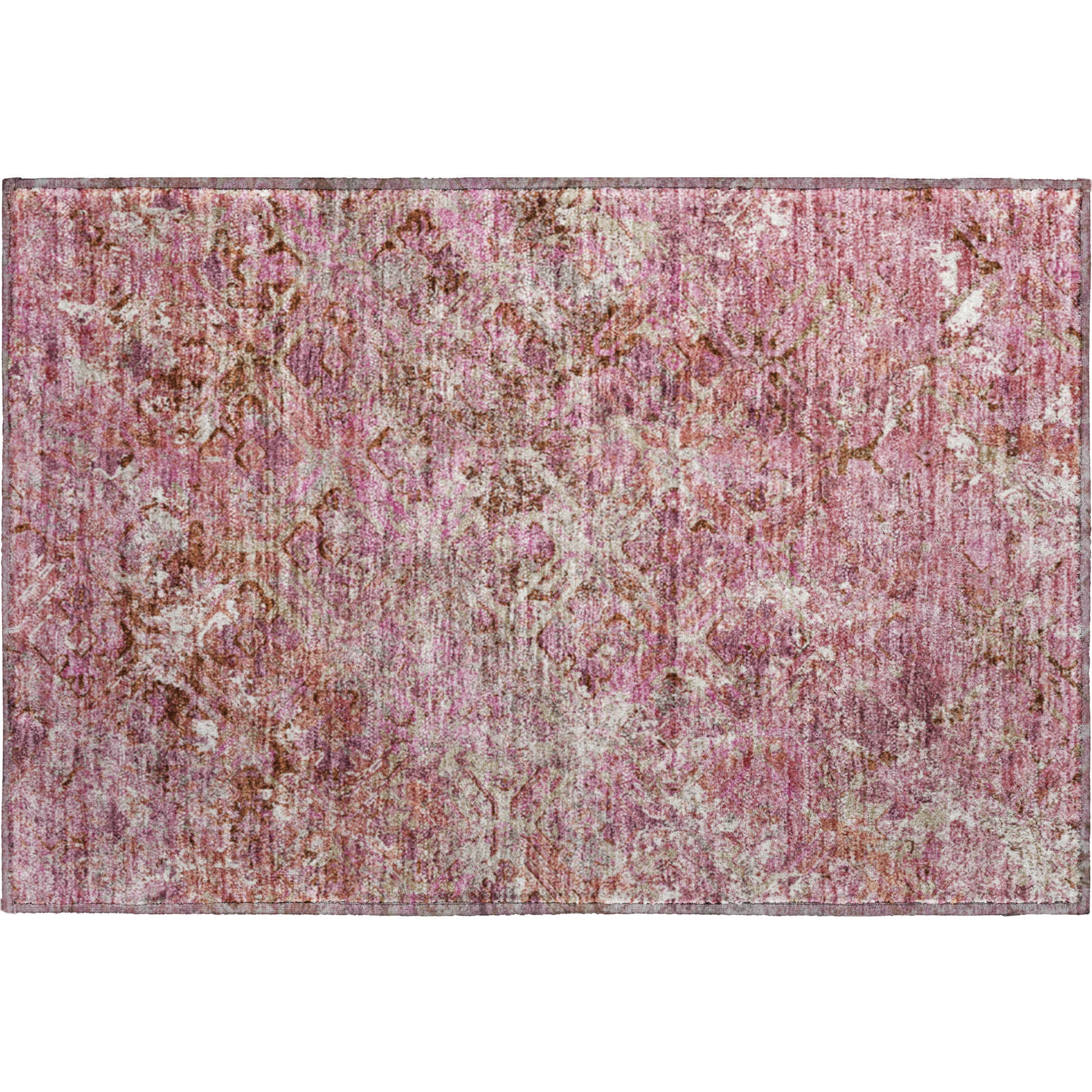 Cairo Machine Washable Transitional Pink Rug 1'8" x 2'6" #shape_Rectangle
