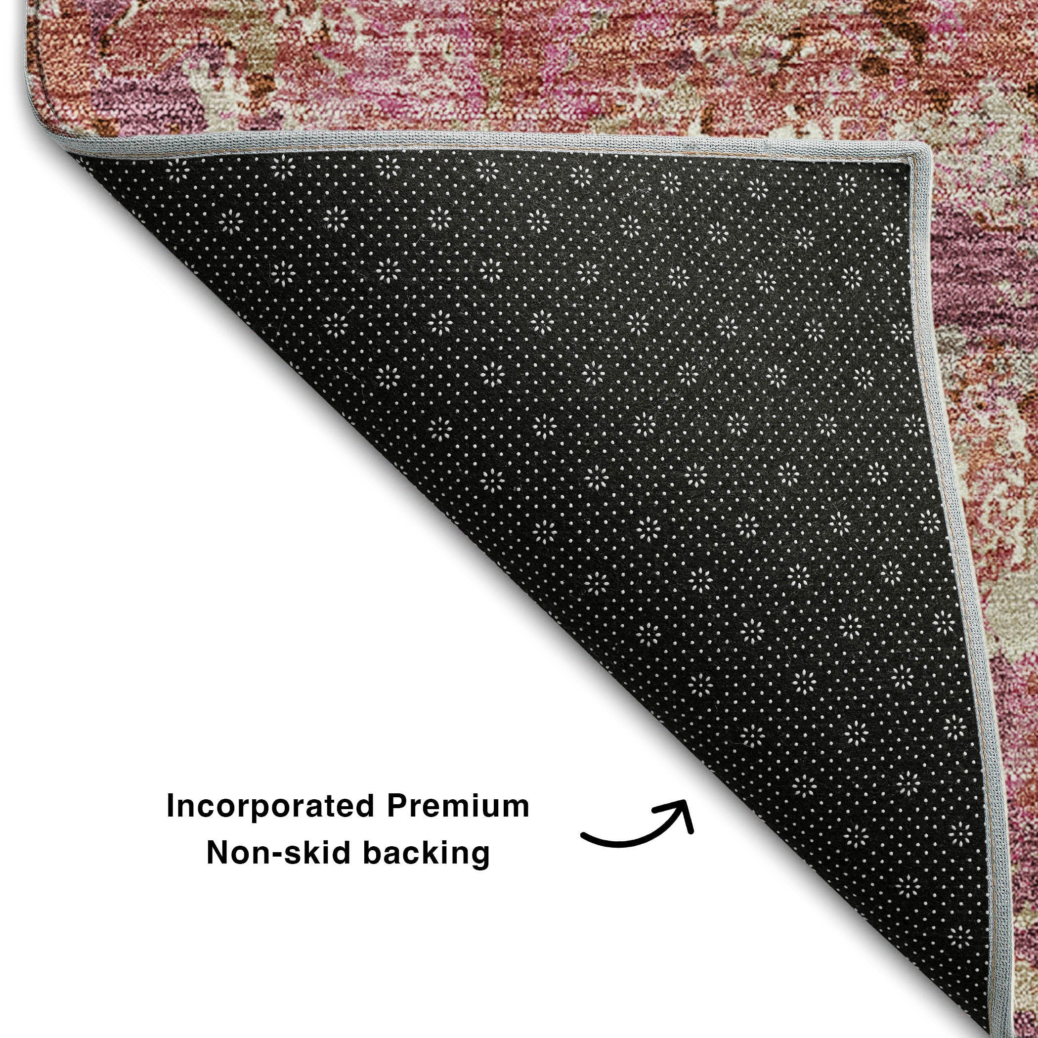 Cairo Machine Washable Transitional Pink Rug 1'8" x 2'6" #shape_Rectangle