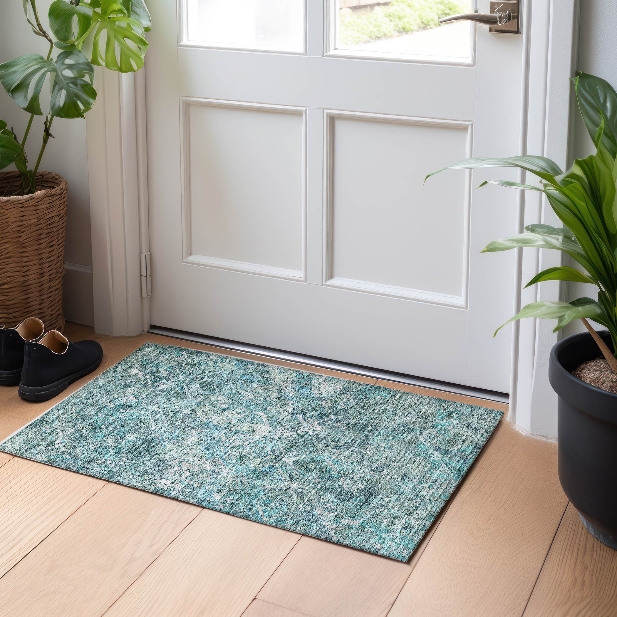 Cairo Machine Washable Transitional Sage Green Rug 1'8" x 2'6" #shape_Rectangle