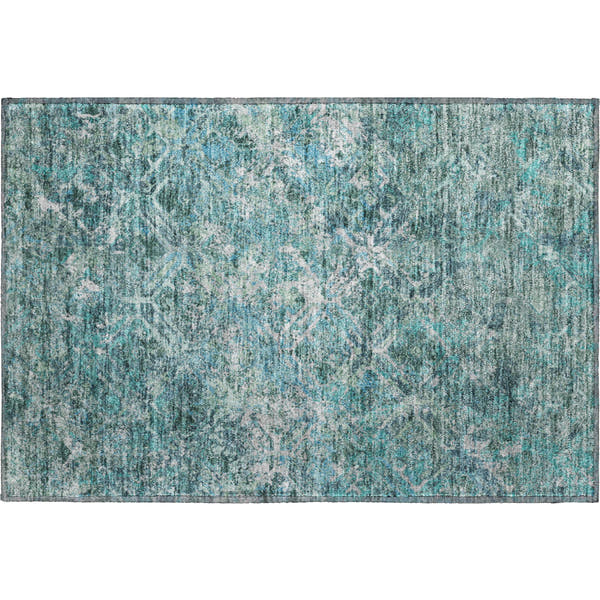 Cairo Machine Washable Transitional Sage Green Rug 1'8" x 2'6"