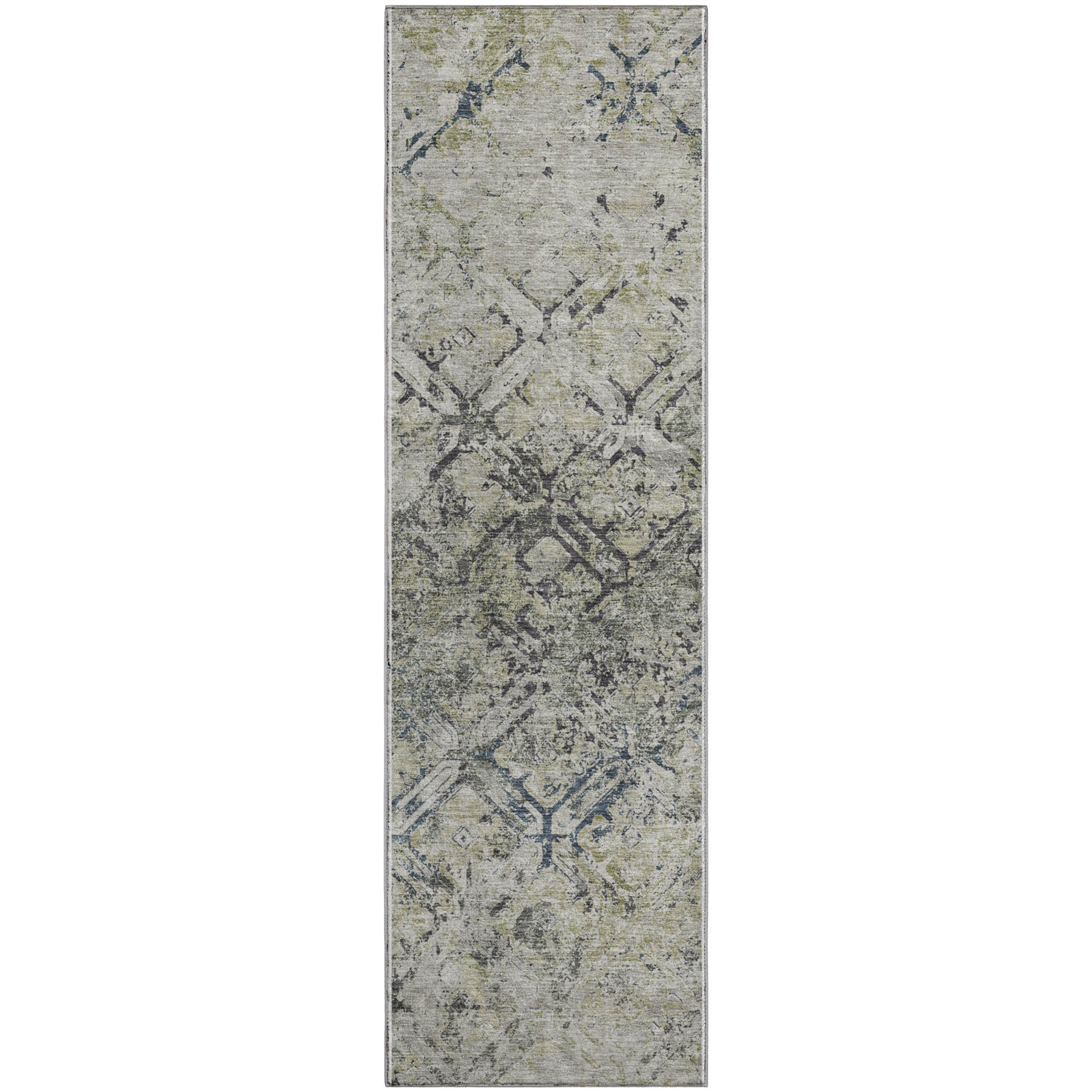 Cairo Machine Washable Transitional Silver Gray Rug 2'3" x 7'6" #shape_Runner