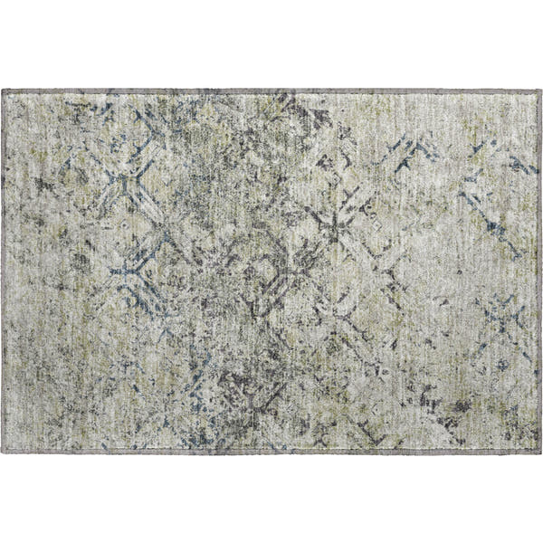 Cairo Machine Washable Transitional Silver Gray Rug 1'8" x 2'6"