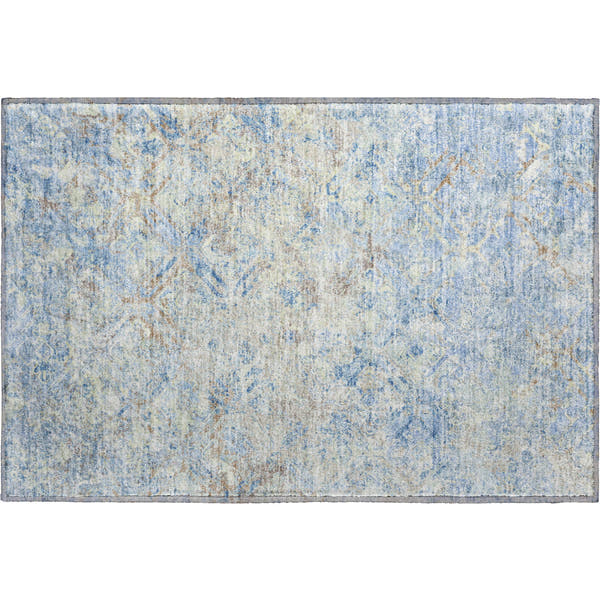 Cairo Machine Washable Transitional Sky Blue Rug 1'8" x 2'6"
