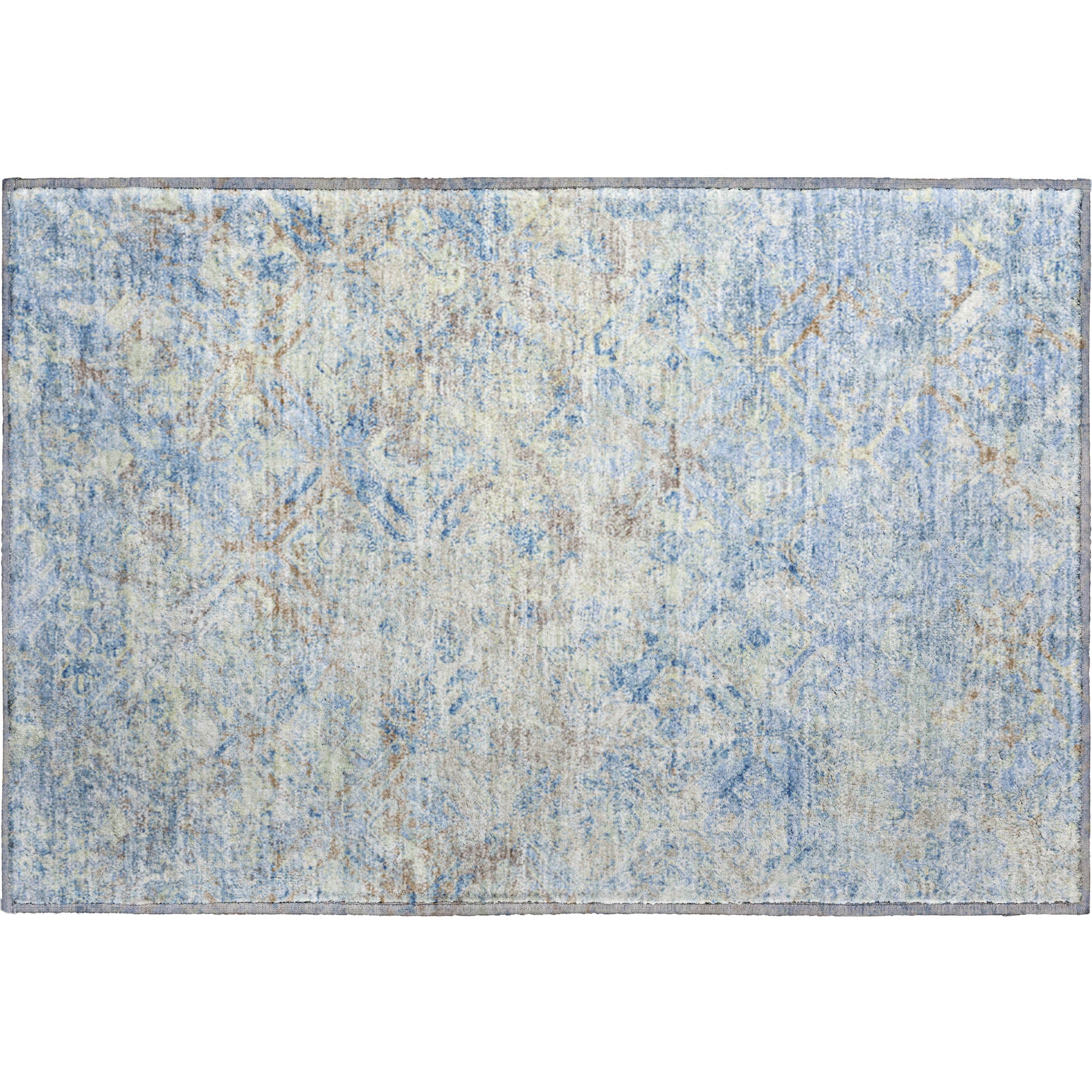Cairo Machine Washable Transitional Sky Blue Rug 1'8" x 2'6" #shape_Rectangle