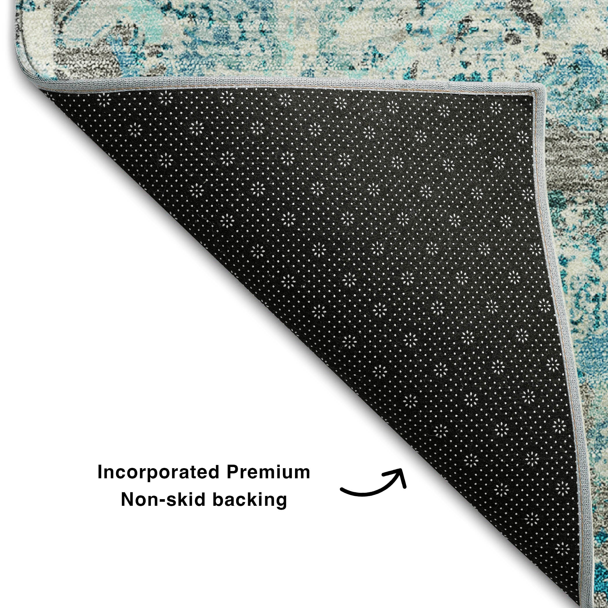 Cairo Machine Washable Transitional Teal Rug 1'8" x 2'6" #shape_Rectangle