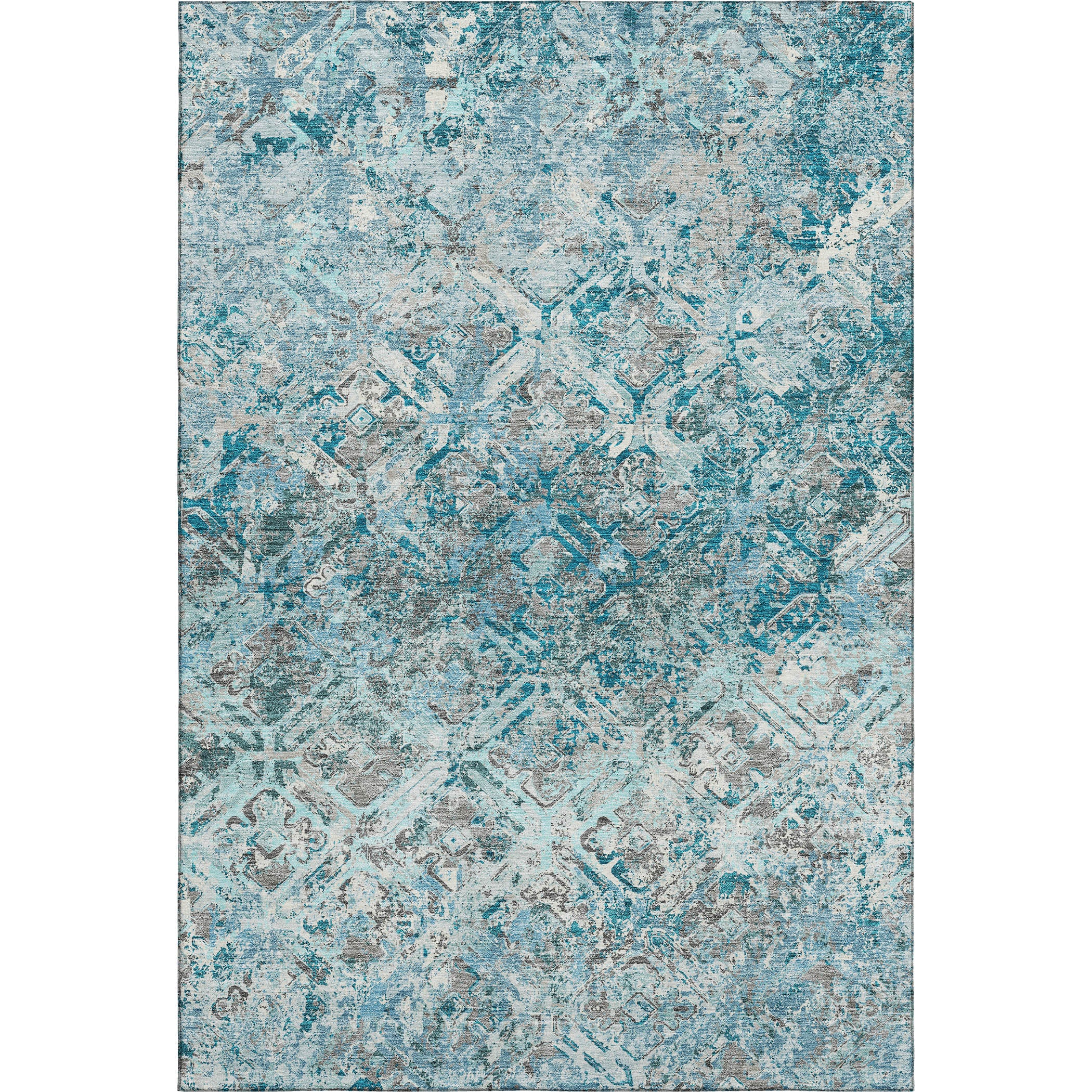 Cairo Machine Washable Transitional Teal Rug 2'6" x 3'10" #shape_Rectangle
