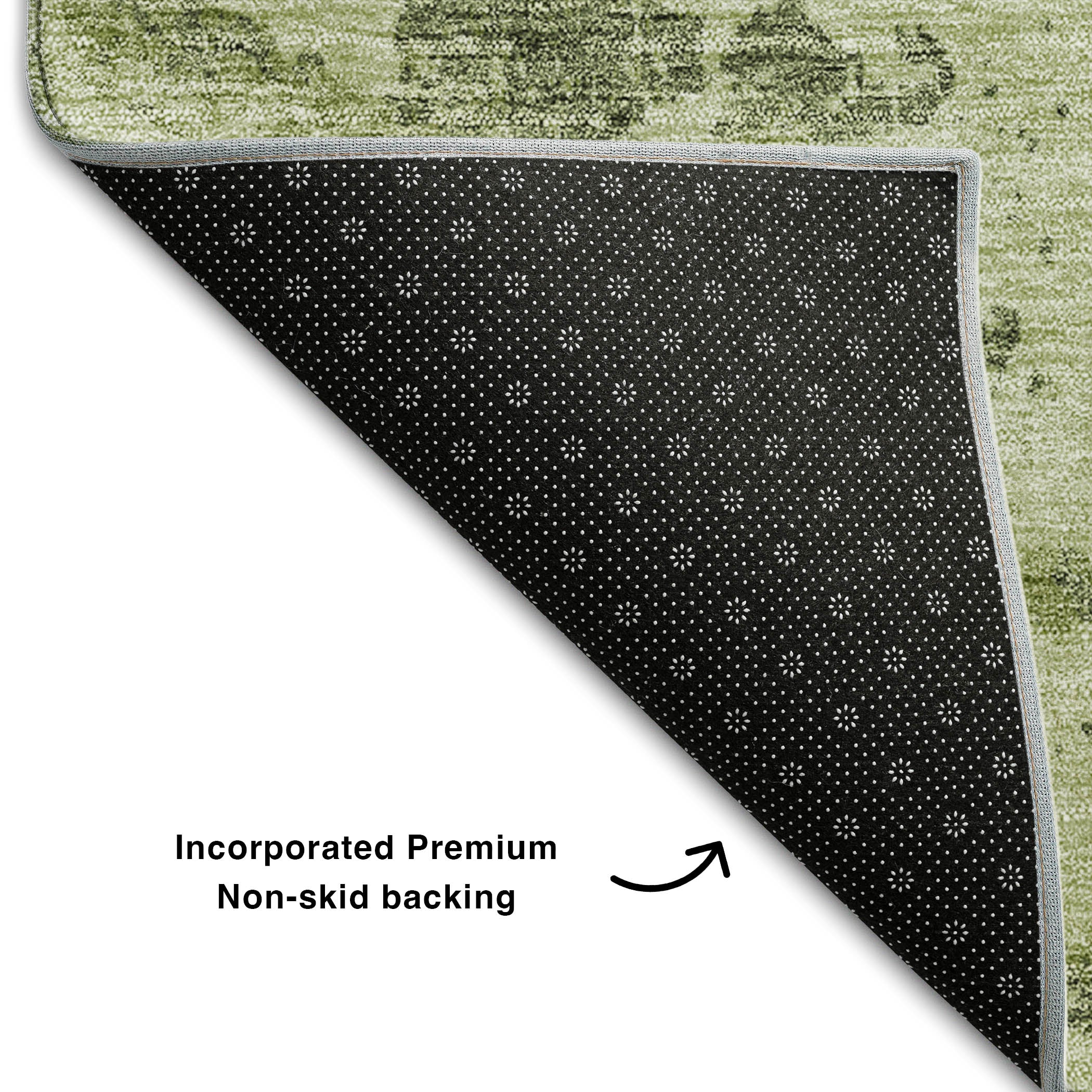 Bangkok Machine Washable Transitional Aloe Green Rug 1'8" x 2'6" #shape_Rectangle
