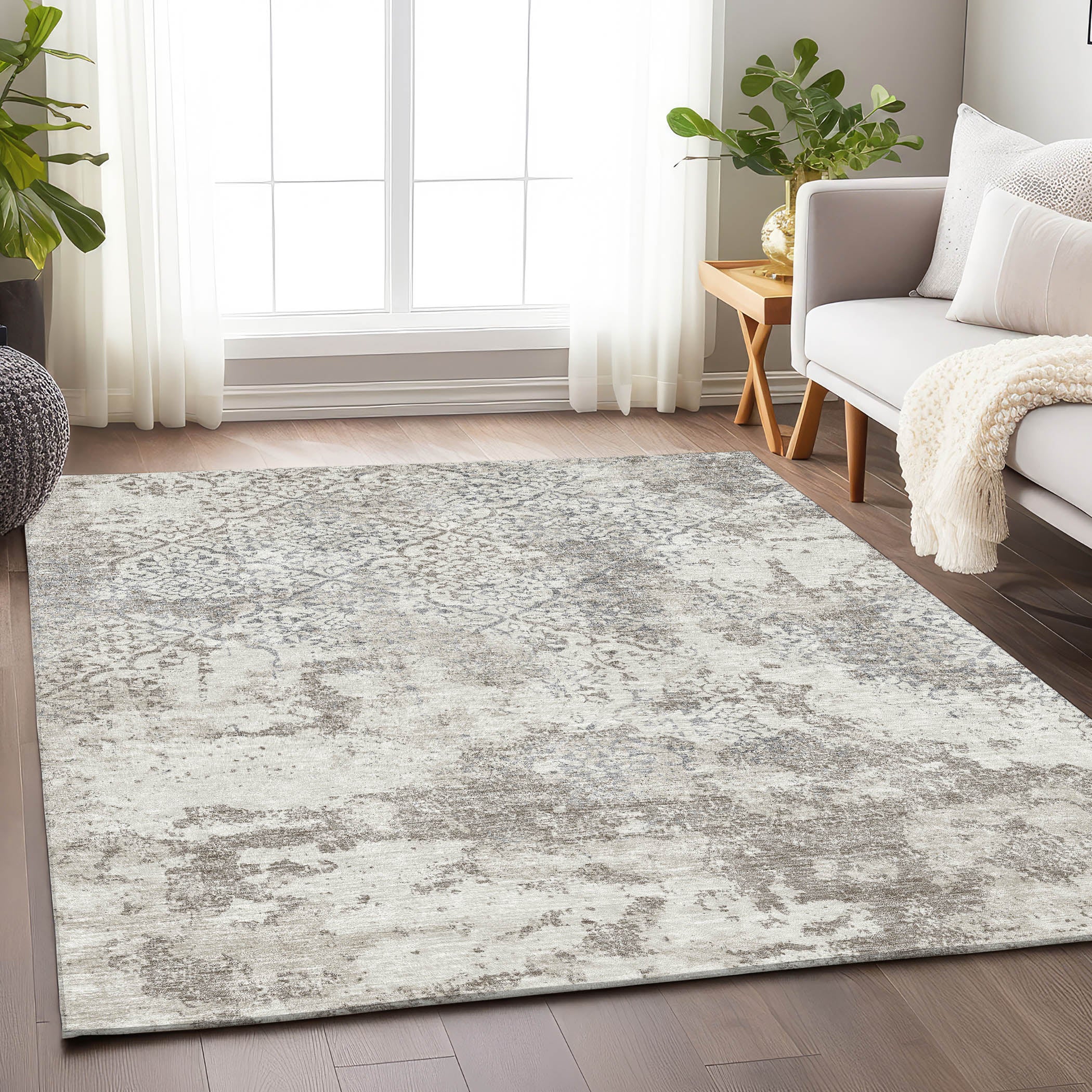 Bangkok Machine Washable Transitional Ivory Rug 2'6" x 3'10" #shape_Rectangle