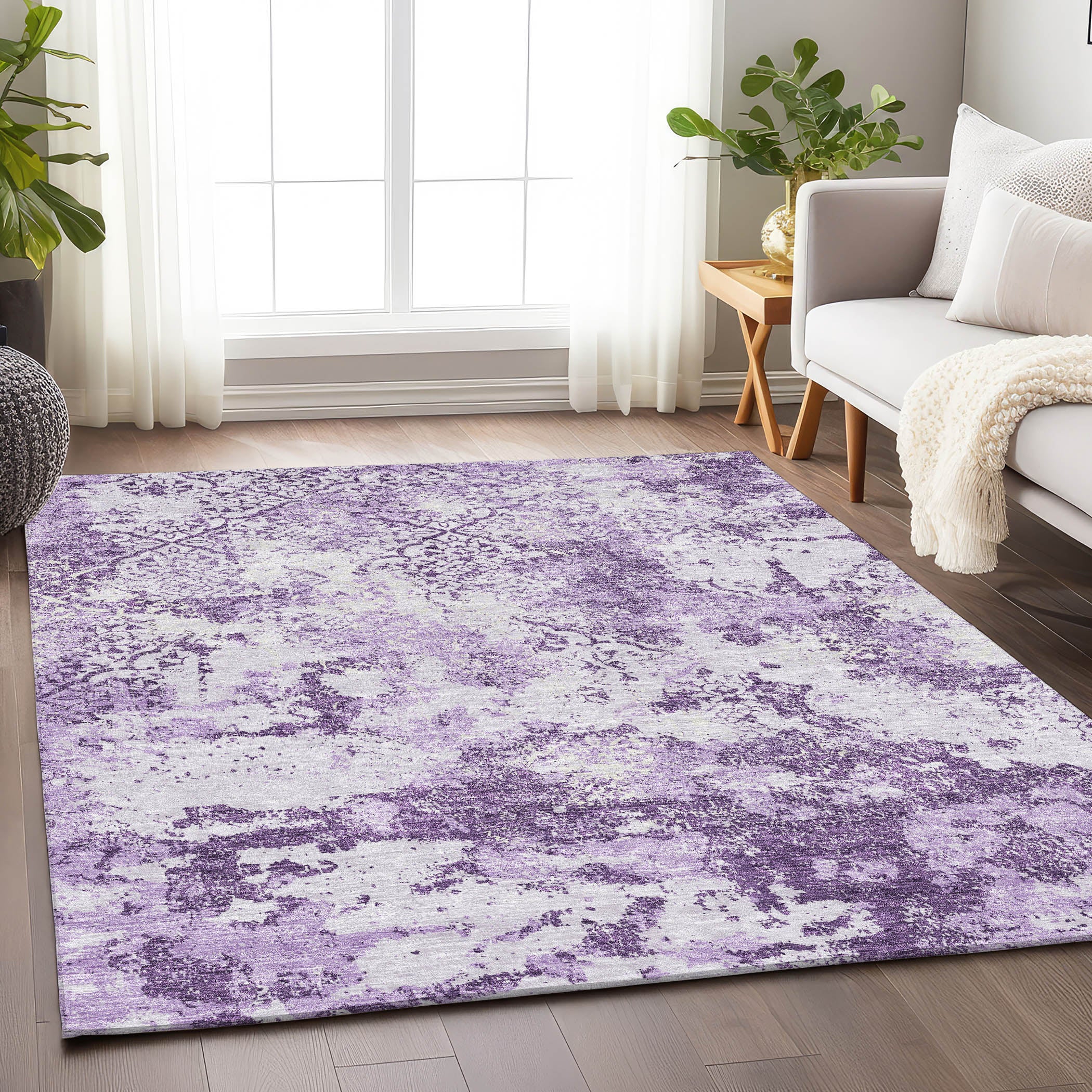 Bangkok Machine Washable Transitional Lavender Purple Rug 2'6" x 3'10" #shape_Rectangle