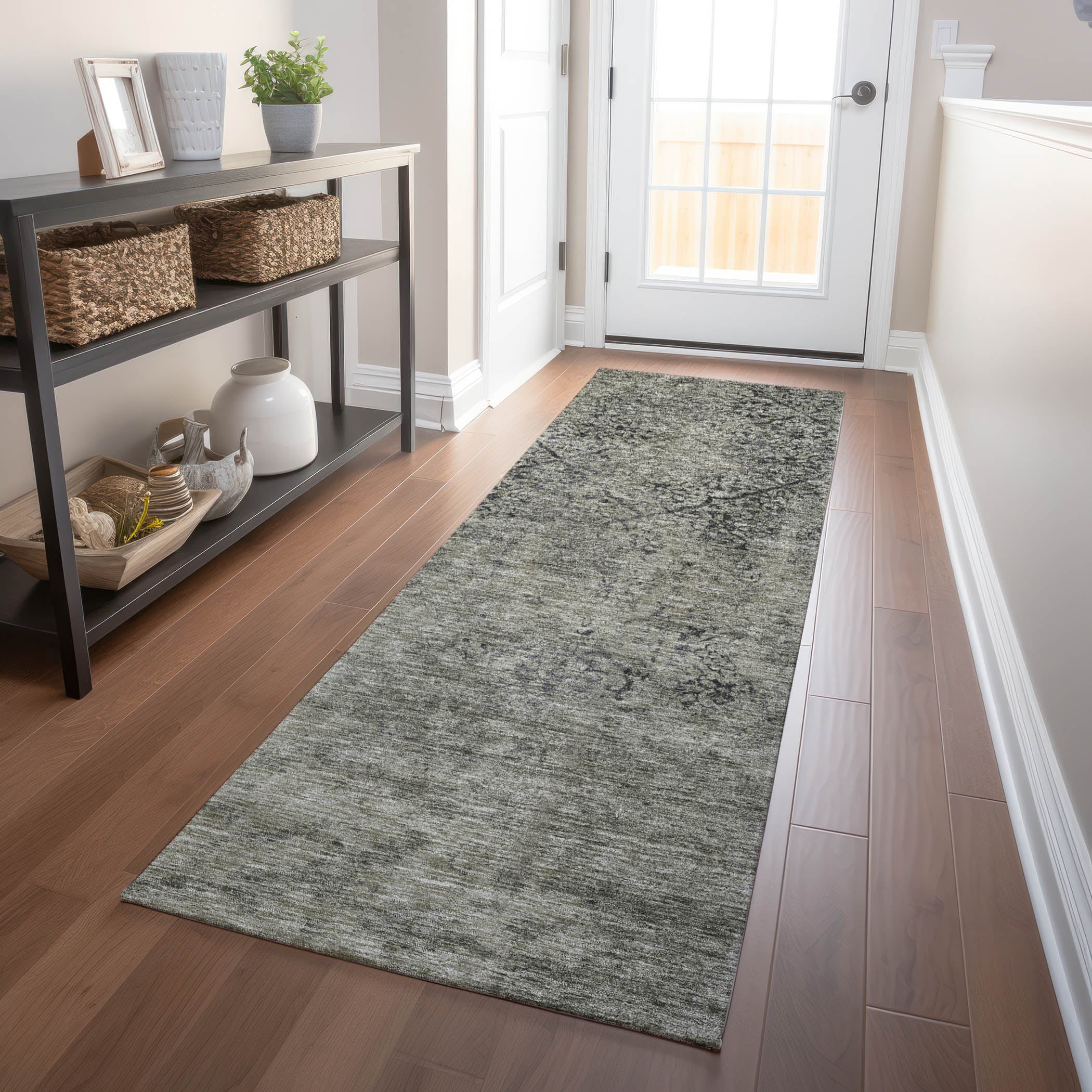 Bangkok Machine Washable Transitional Taupe Brown Rug 2'3" x 7'6" #shape_Runner
