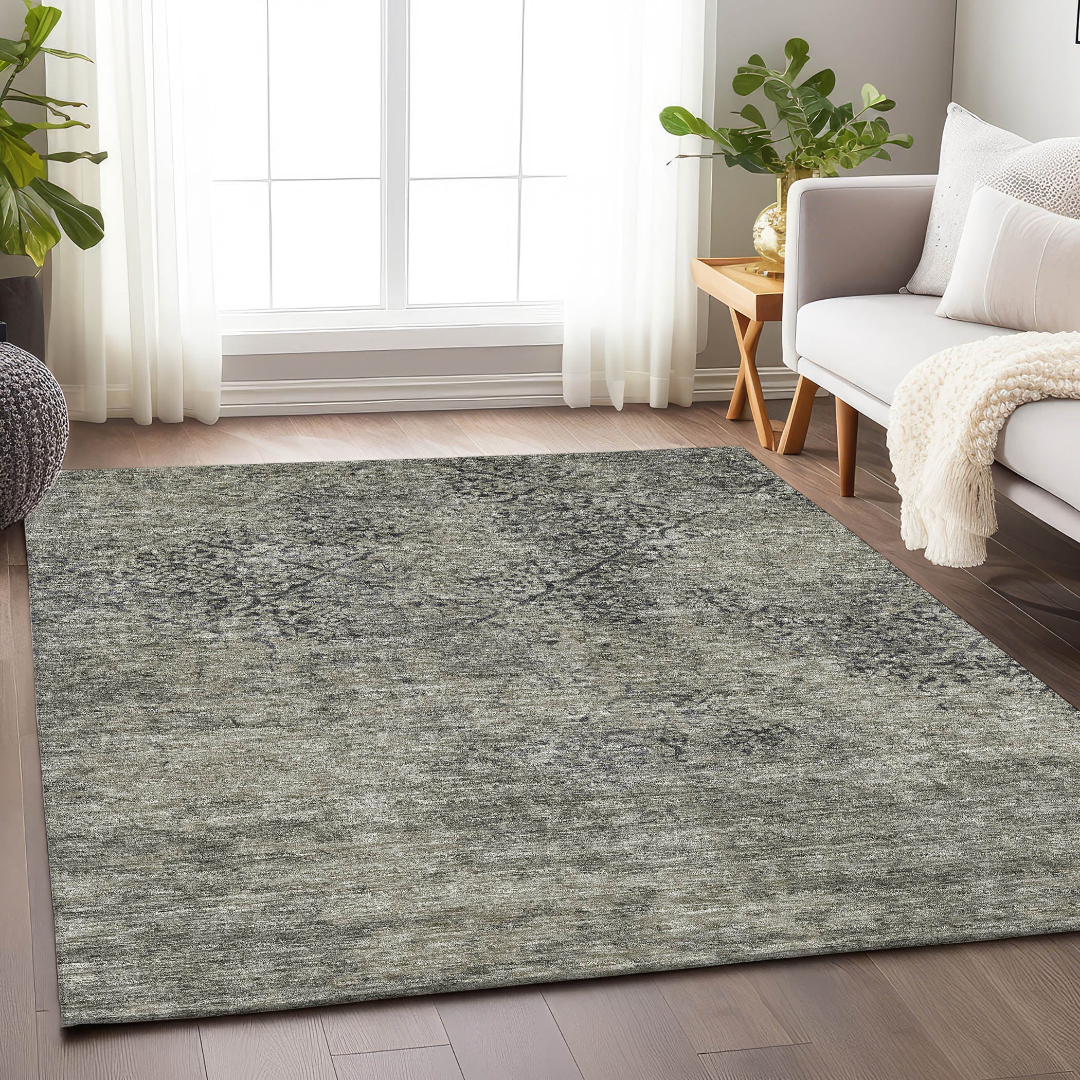 Bangkok Machine Washable Transitional Taupe Brown Rug 2'6" x 3'10" #shape_Rectangle