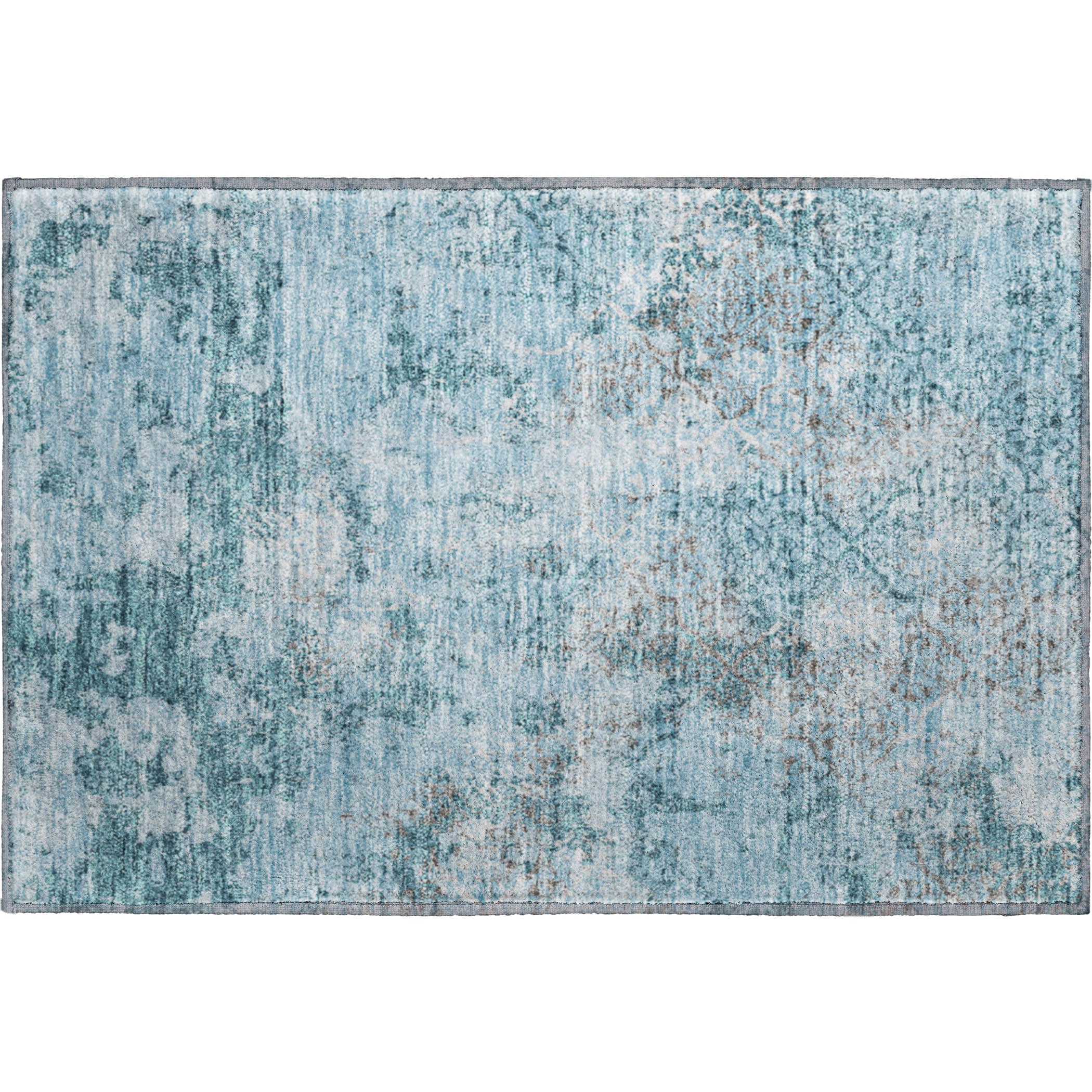 Bangkok Machine Washable Transitional Teal Rug 1'8" x 2'6" #shape_Rectangle