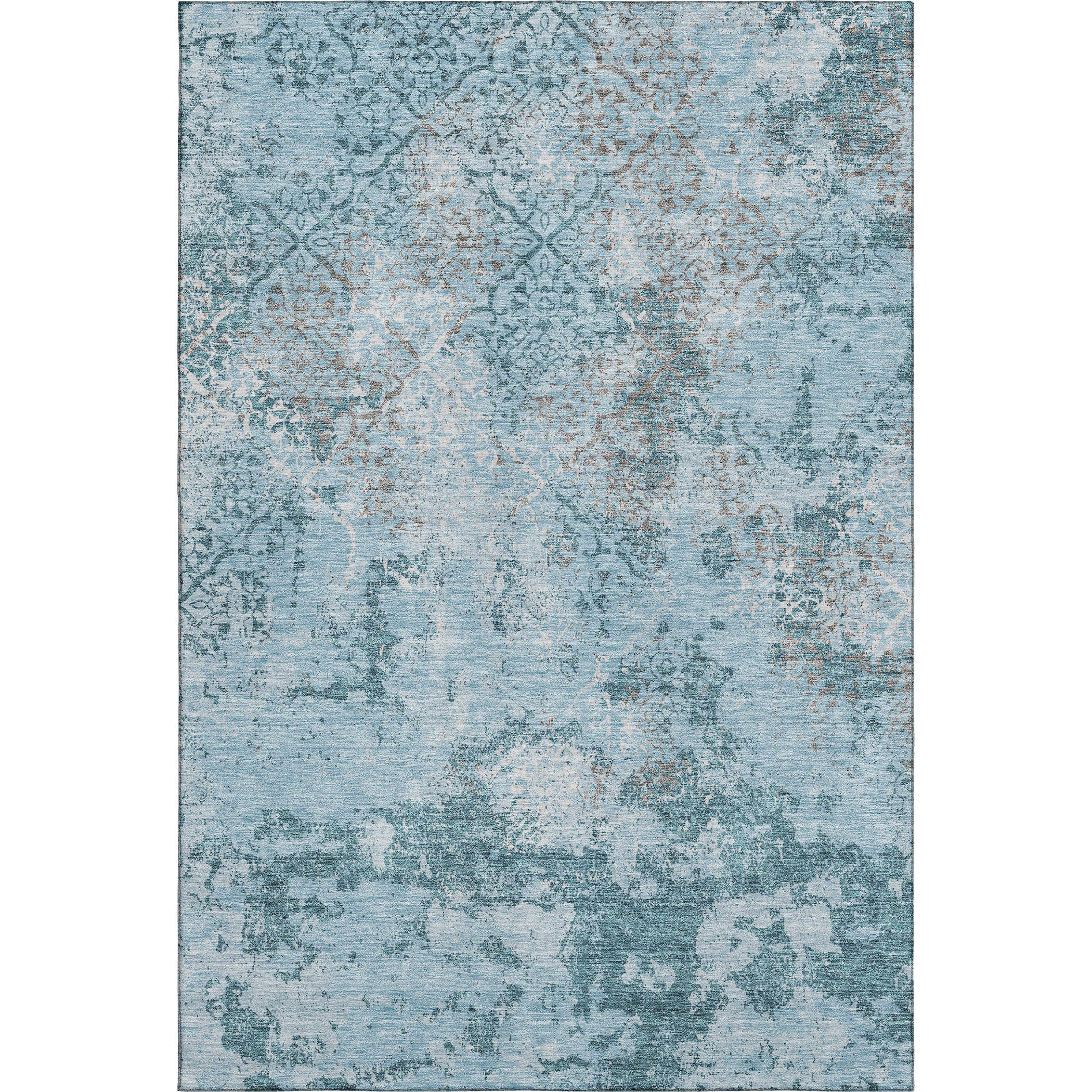 Bangkok Machine Washable Transitional Teal Rug 2'6" x 3'10" #shape_Rectangle