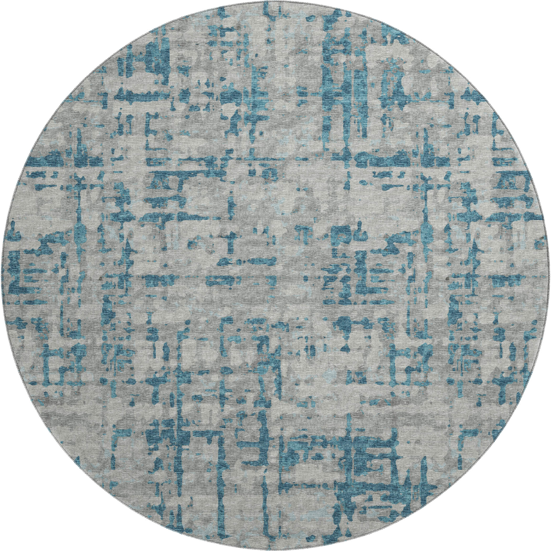 Lima Machine Washable Transitional Peacock Multi Rug 8' x 8' #shape_Round