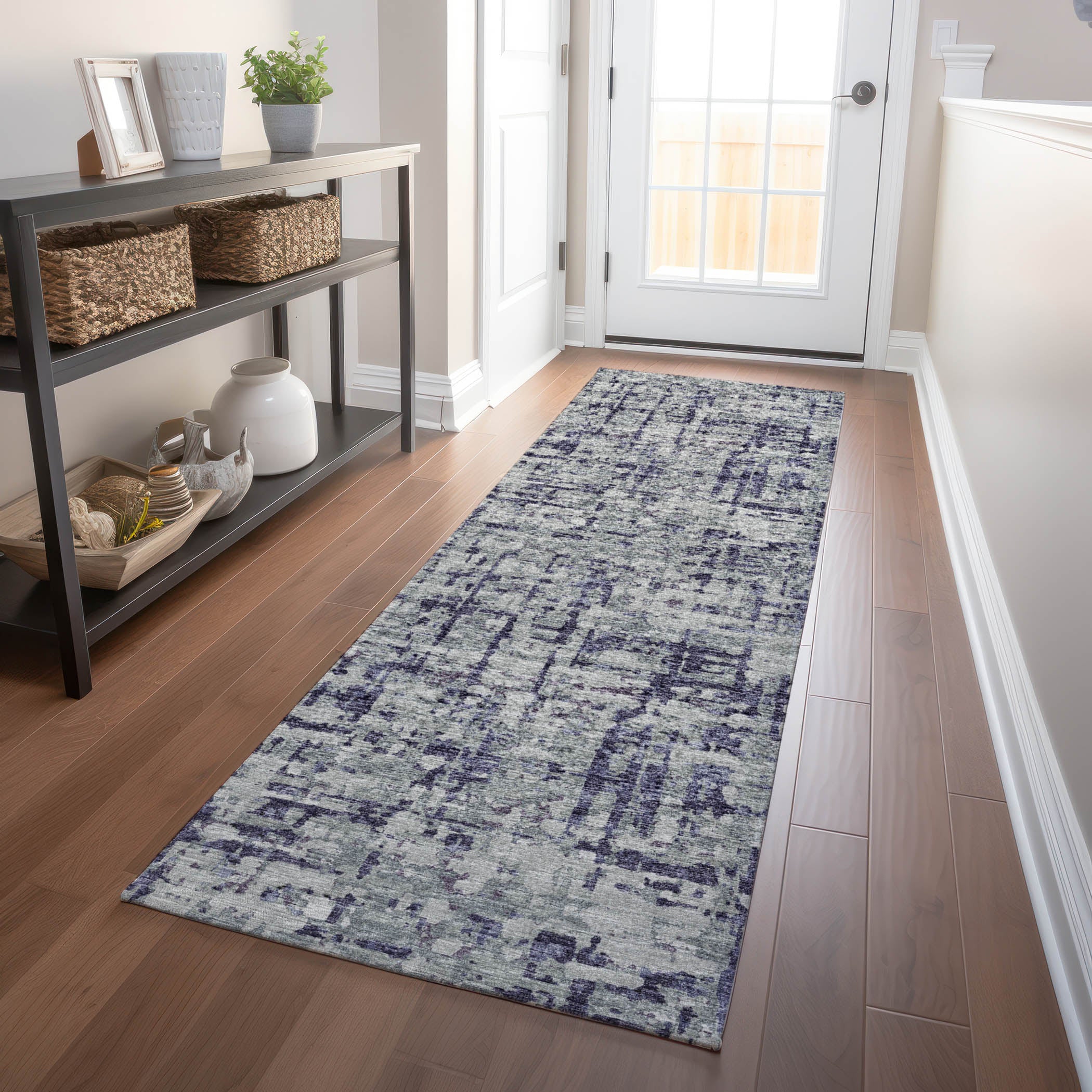 Lima Machine Washable Transitional Purple Rug 2'3" x 7'6" #shape_Runner
