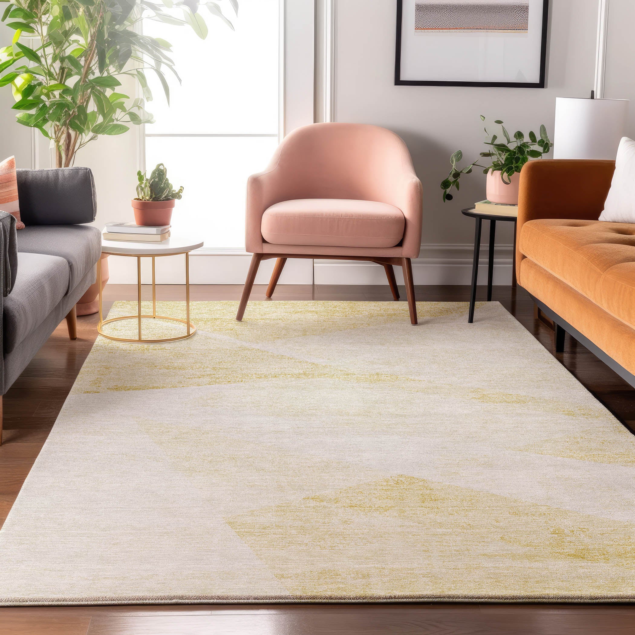 Bangkok Machine Washable Transitional Gold Rug 2'6" x 3'10" #shape_Rectangle