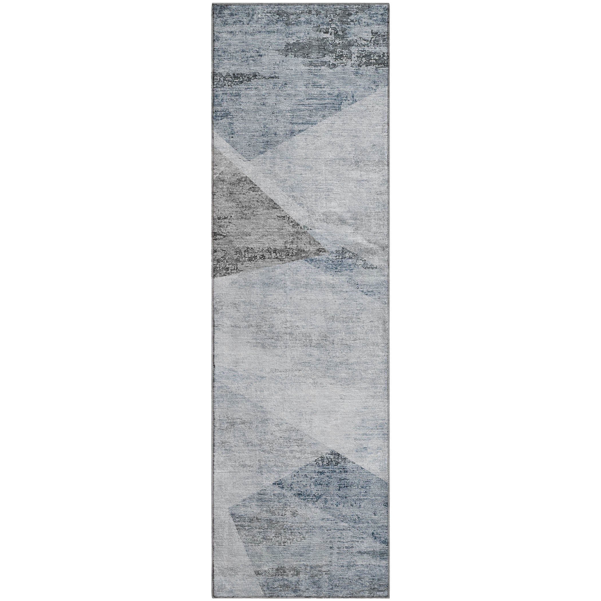 Bangkok Machine Washable Transitional Sky Blue Rug 2'3" x 7'6" #shape_Runner