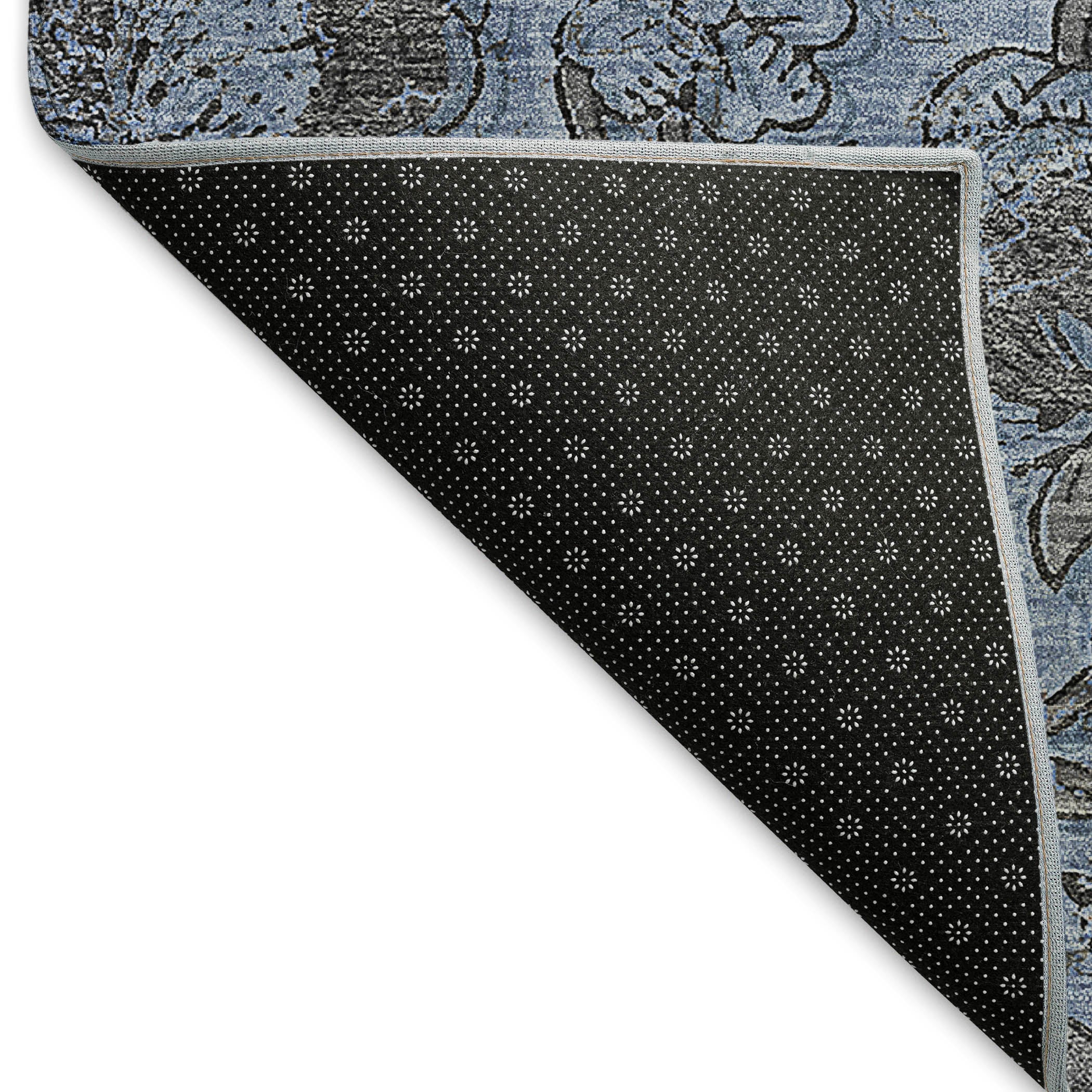 Porto Machine Washable Transitional Blue Rug 1'8" x 2'6" #shape_Rectangle