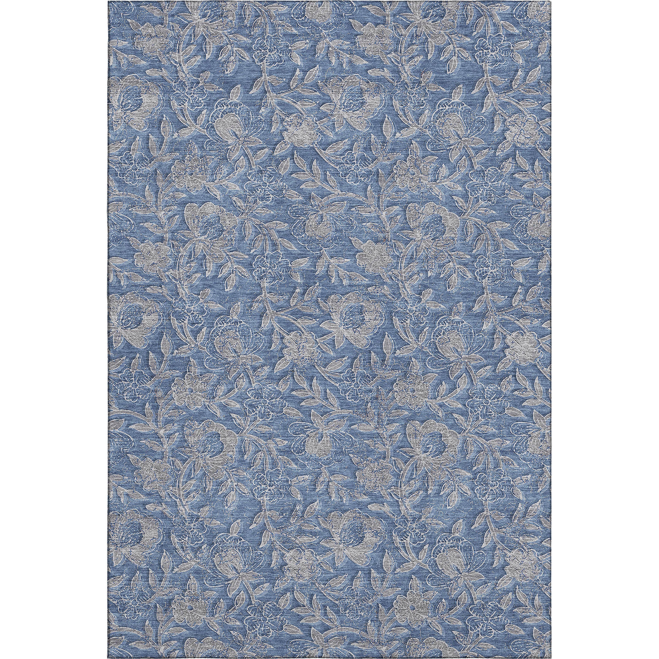 Porto Machine Washable Transitional Denim Blue Rug 2'6" x 3'10" #shape_Rectangle