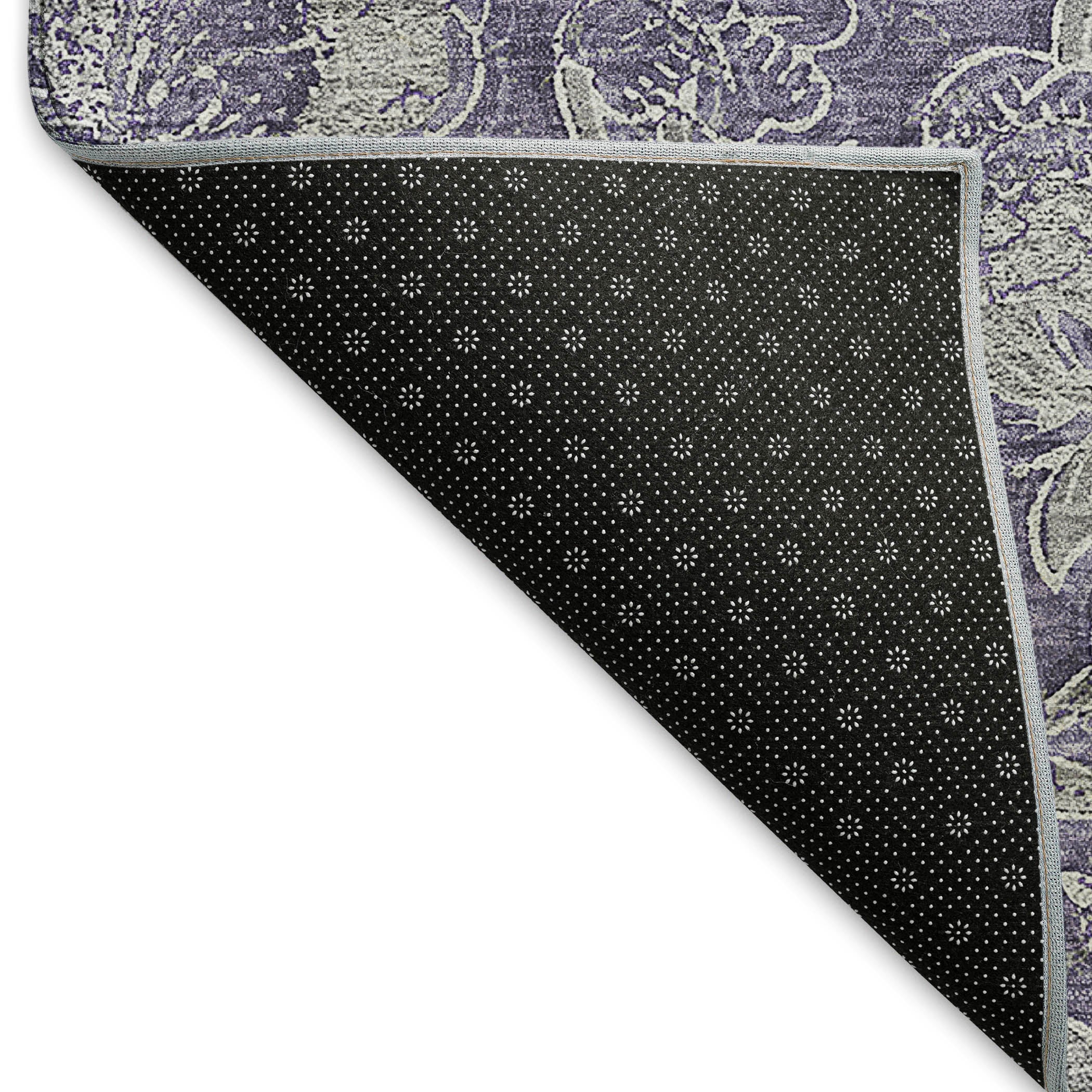 Porto Machine Washable Transitional Eggplant Purple Rug 1'8" x 2'6" #shape_Rectangle