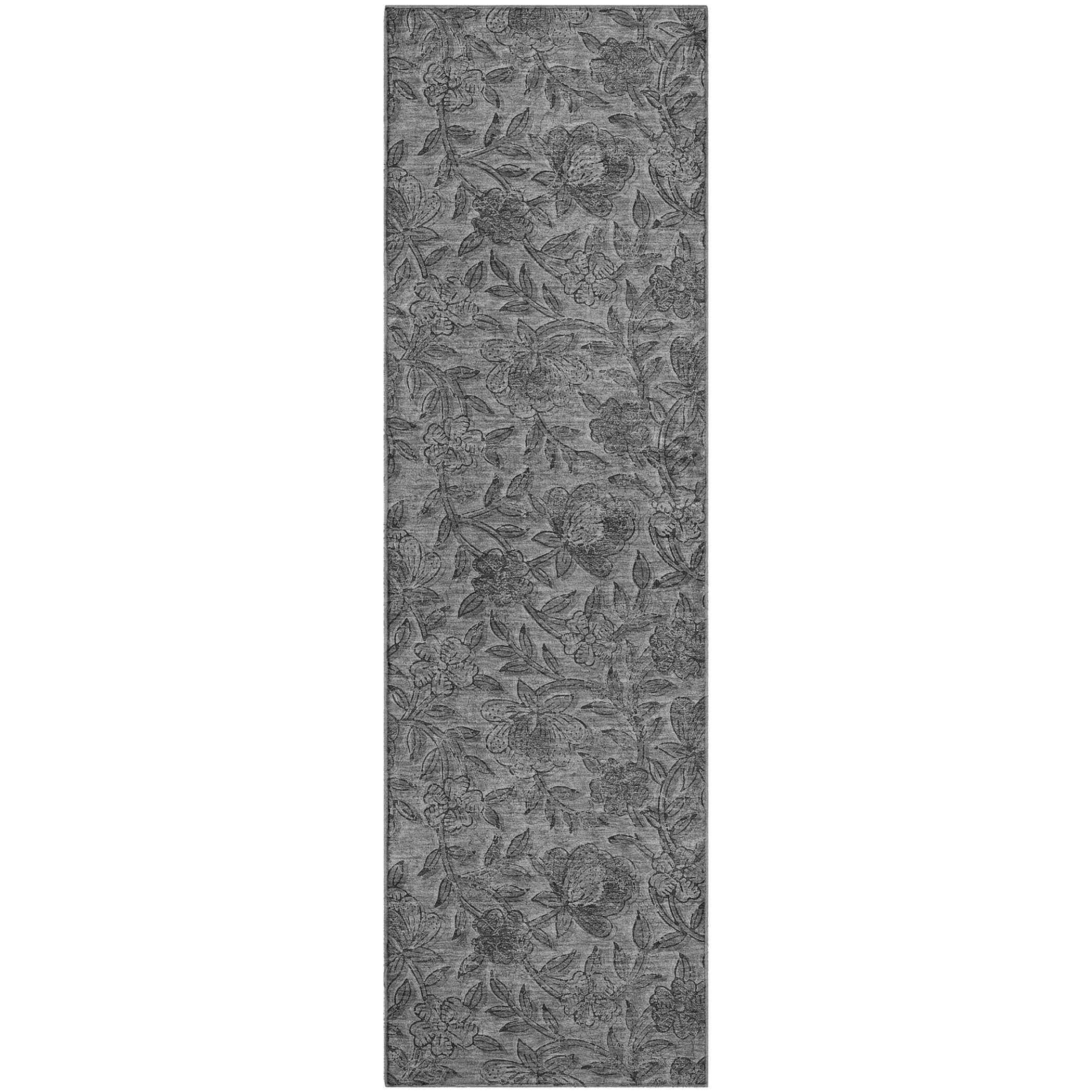 Porto Machine Washable Transitional Gray Rug 2'3" x 7'6" #shape_Runner