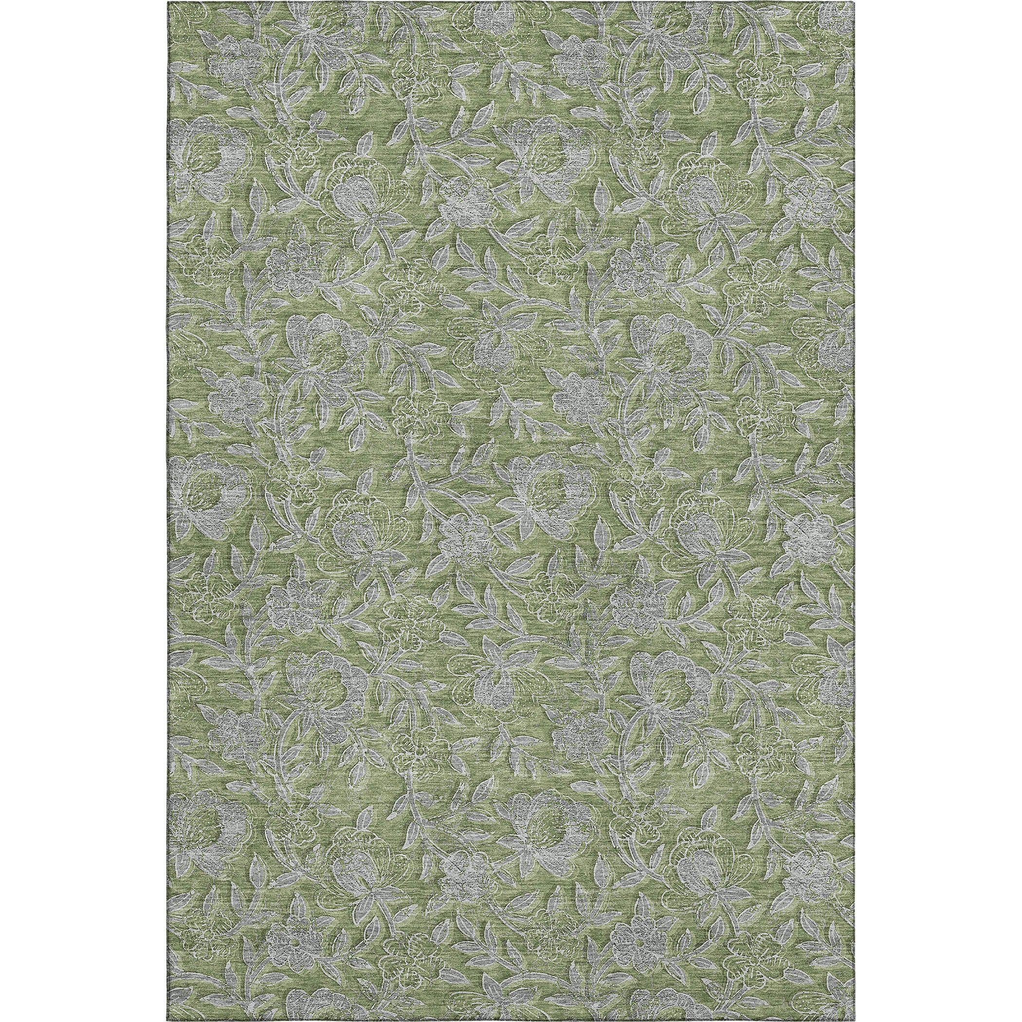 Porto Machine Washable Transitional Olive Green Rug 2'6" x 3'10" #shape_Rectangle