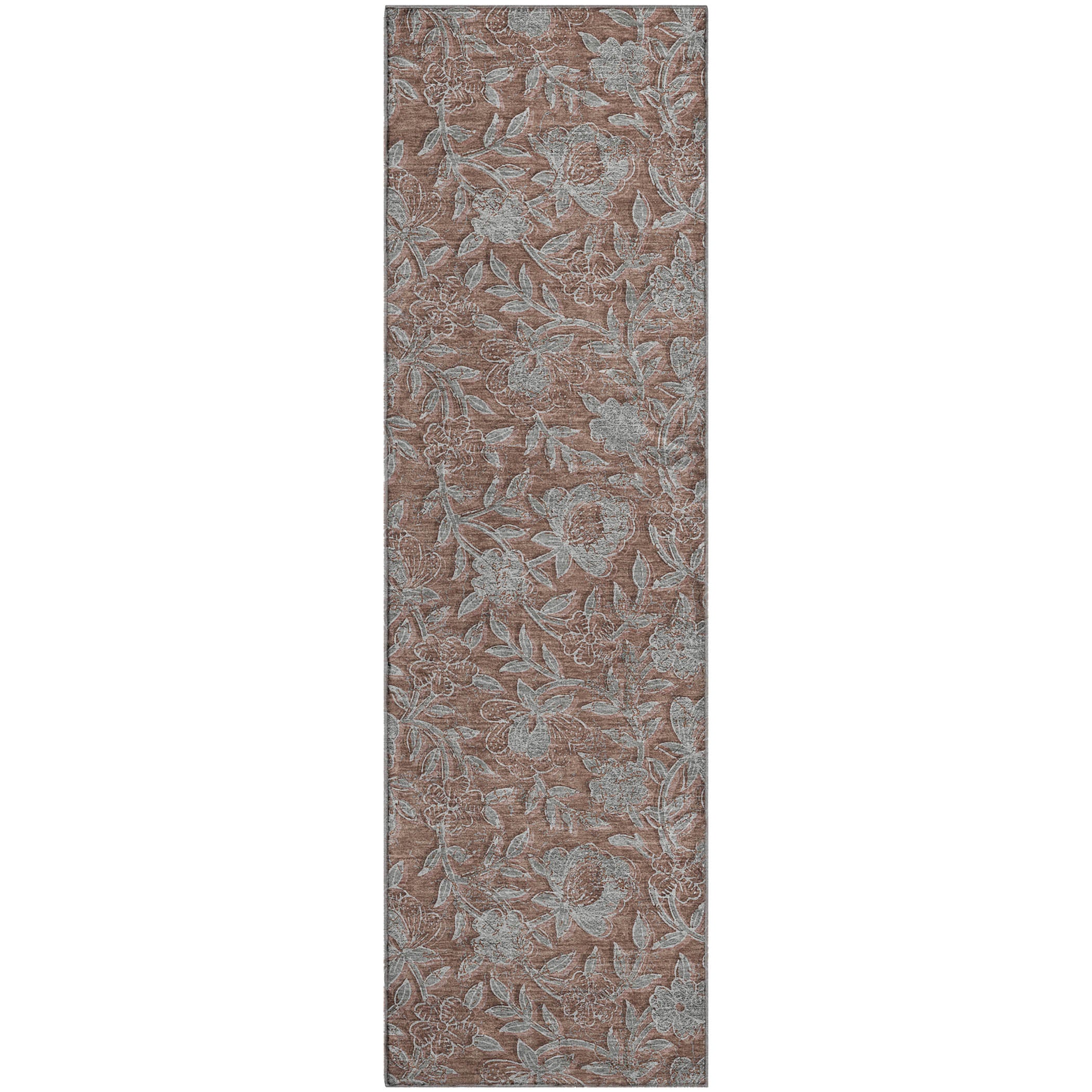 Porto Machine Washable Transitional Terracotta Orange Rug 2'3" x 7'6" #shape_Runner