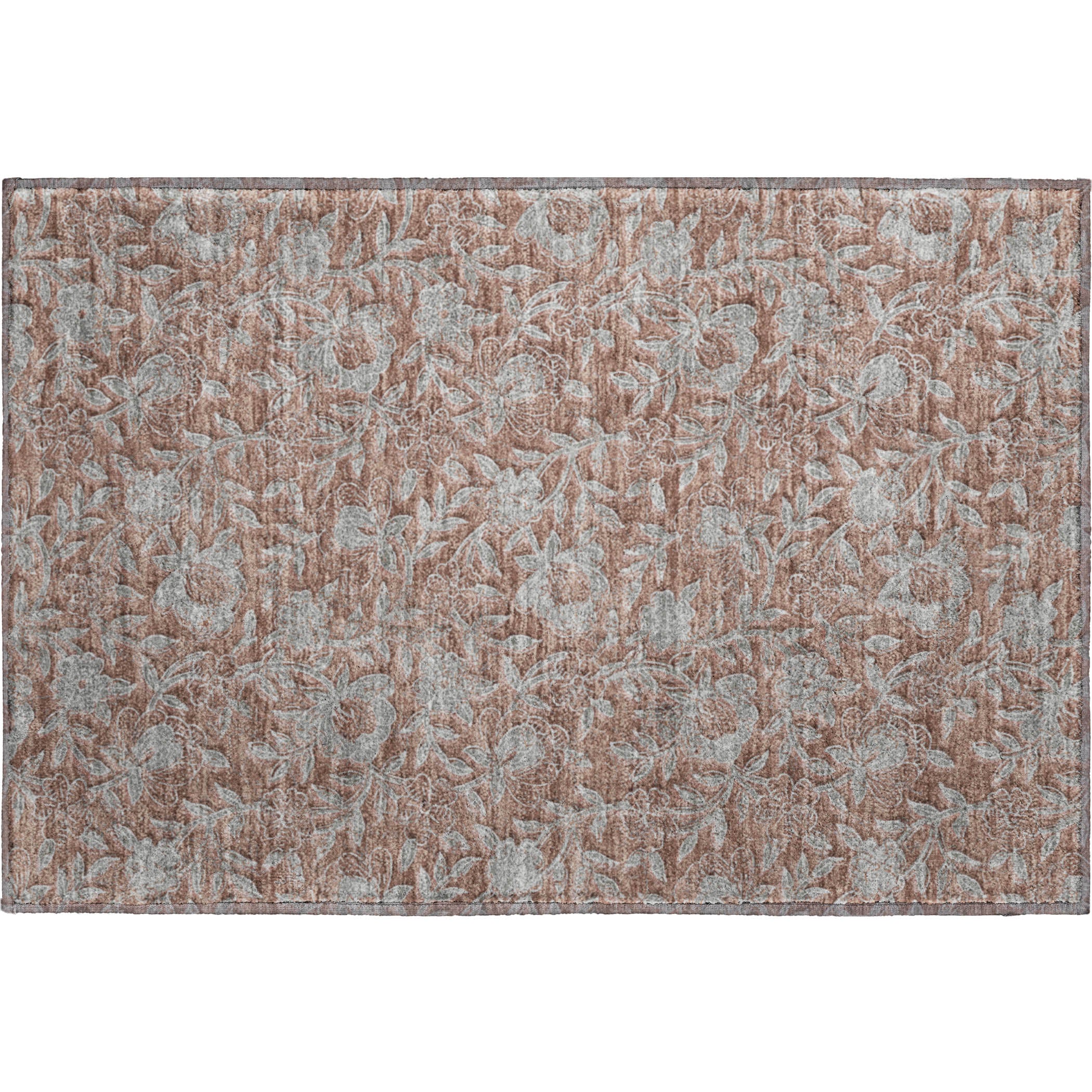 Porto Machine Washable Transitional Terracotta Orange Rug 1'8" x 2'6" #shape_Rectangle