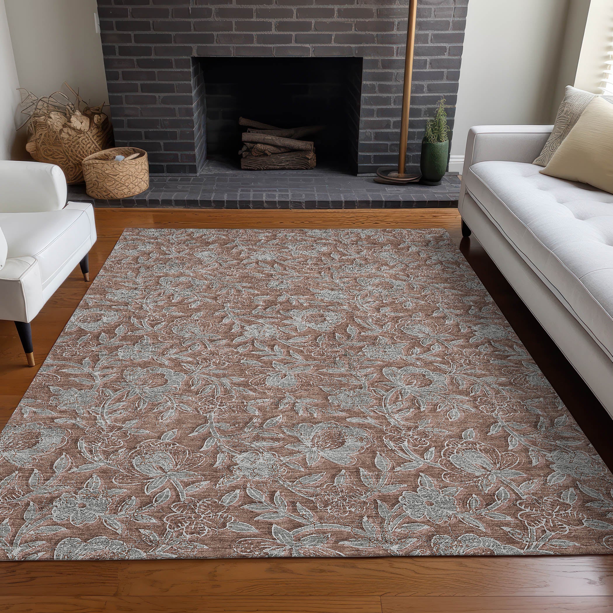Porto Machine Washable Transitional Terracotta Orange Rug 2'6" x 3'10" #shape_Rectangle