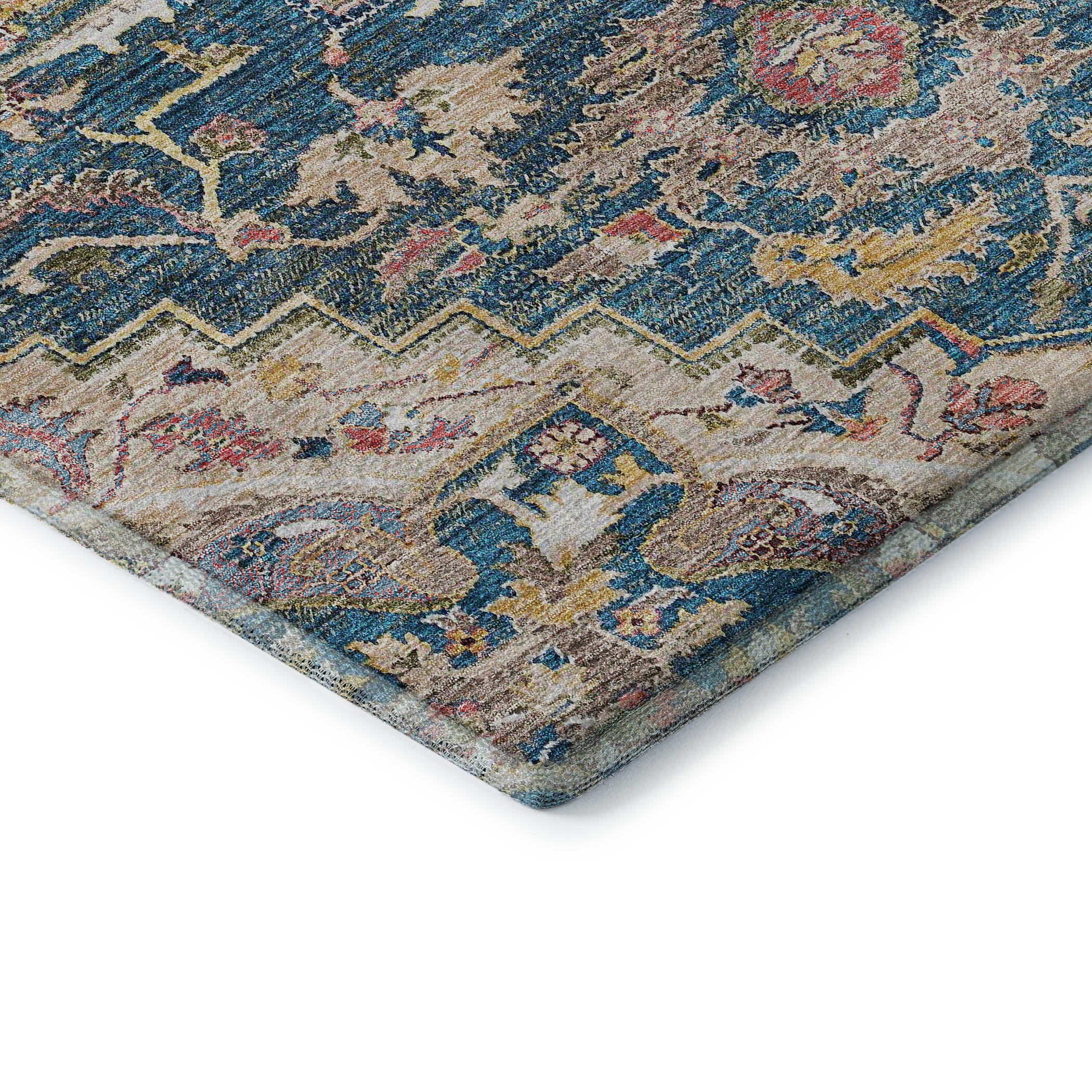 Zanzibar Machine Washable Traditional Blue Rug 1'8" x 2'6" #shape_Rectangle