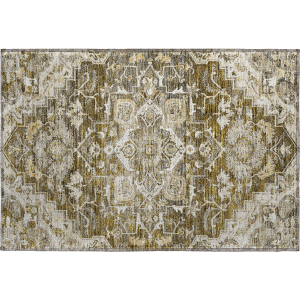 Zanzibar Machine Washable Traditional Brown Rug 1'8" x 2'6"