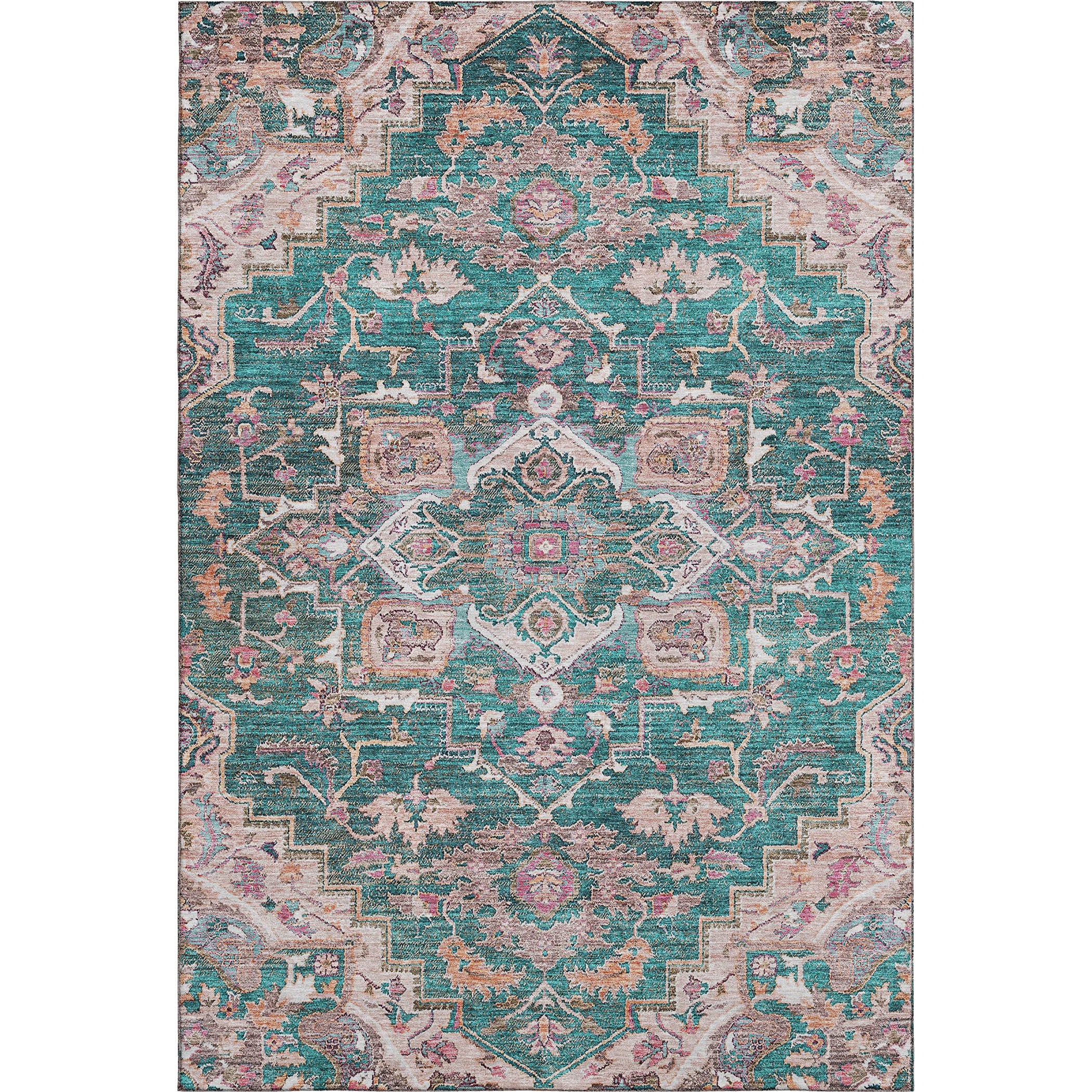 Zanzibar Machine Washable Traditional Emerald Green Rug 2'6" x 3'10" #shape_Rectangle