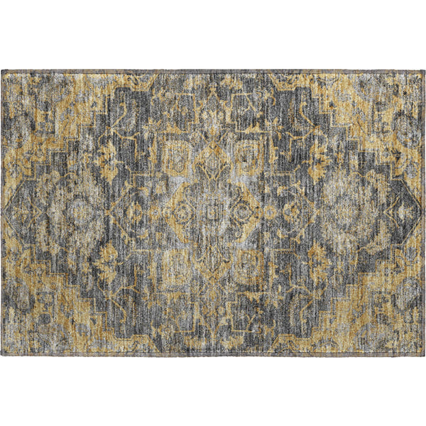 Zanzibar Machine Washable Traditional Gray Rug 1'8" x 2'6"