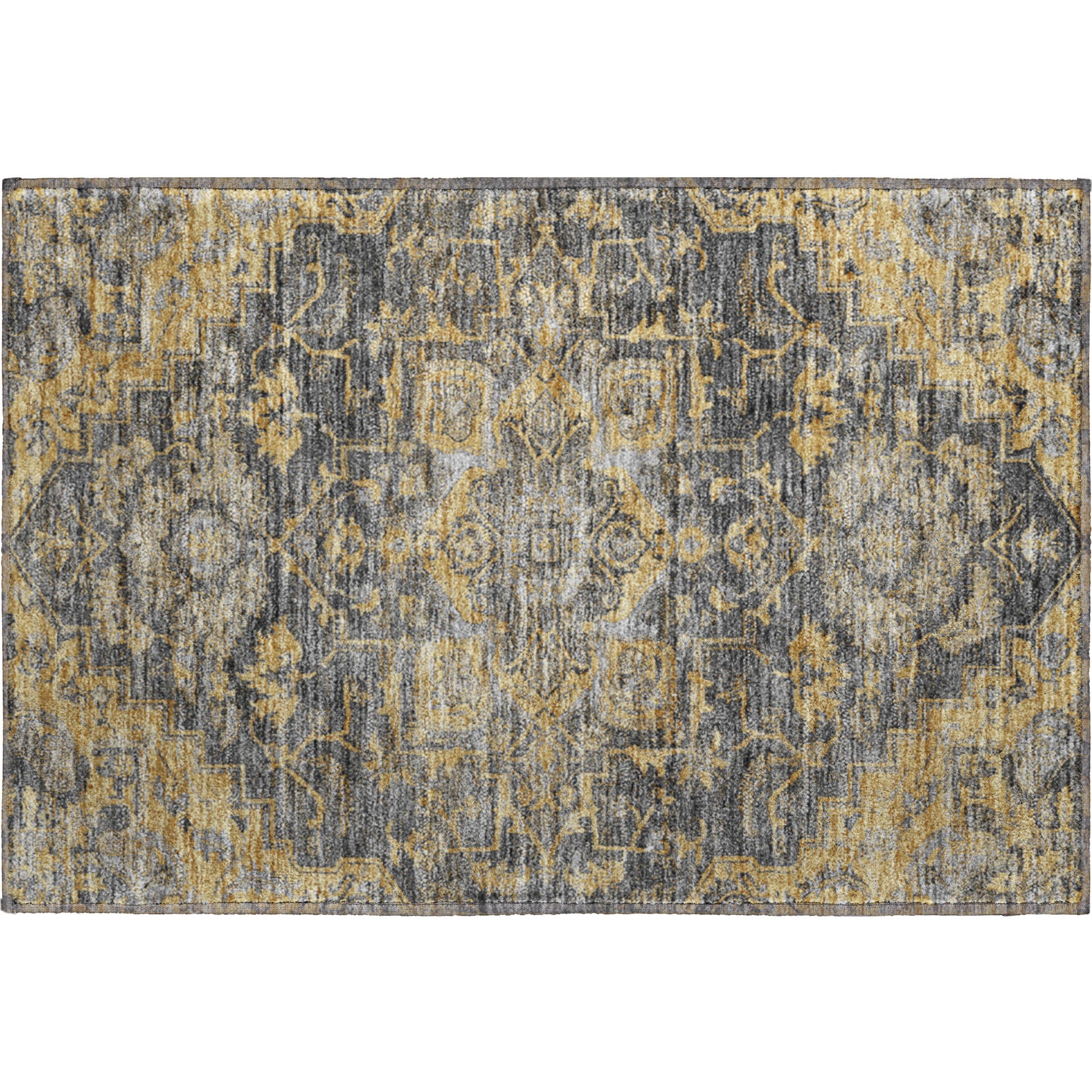 Zanzibar Machine Washable Traditional Gray Rug 1'8" x 2'6" #shape_Rectangle
