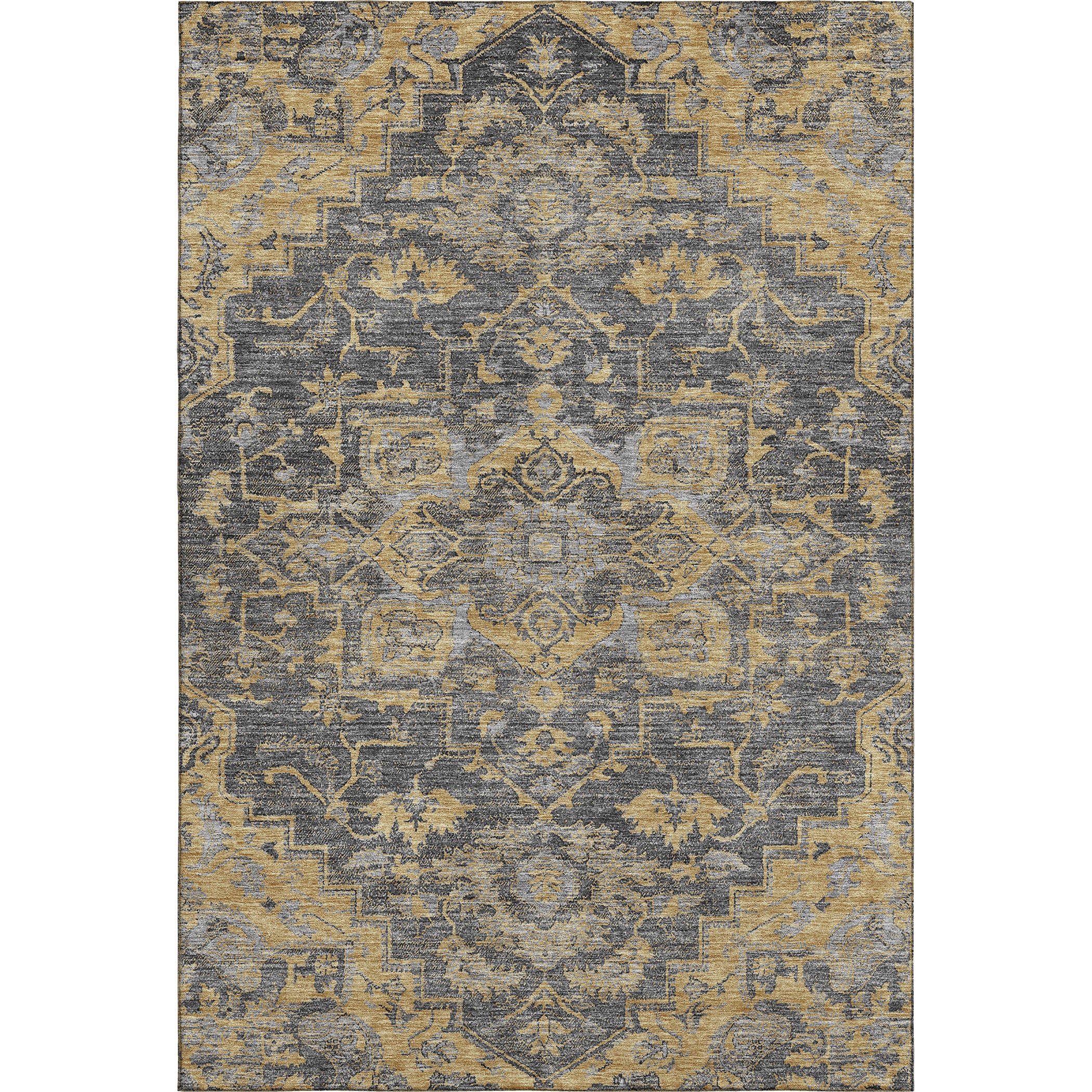 Zanzibar Machine Washable Traditional Gray Rug 2'6" x 3'10" #shape_Rectangle