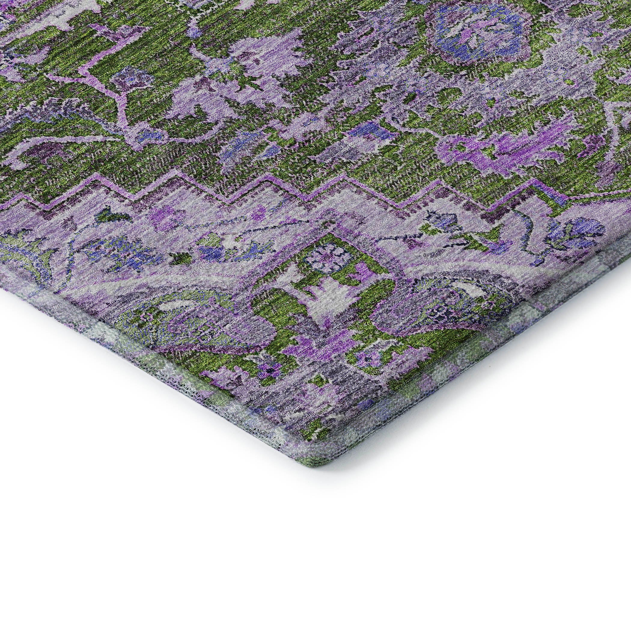 Zanzibar Machine Washable Traditional Olive Green Rug 1'8" x 2'6" #shape_Rectangle
