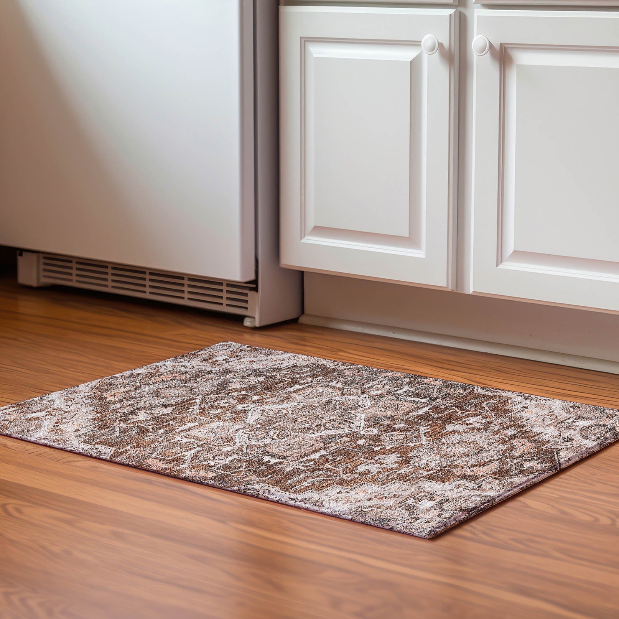 Zanzibar Machine Washable Traditional Terracotta Orange Rug 1'8" x 2'6" #shape_Rectangle