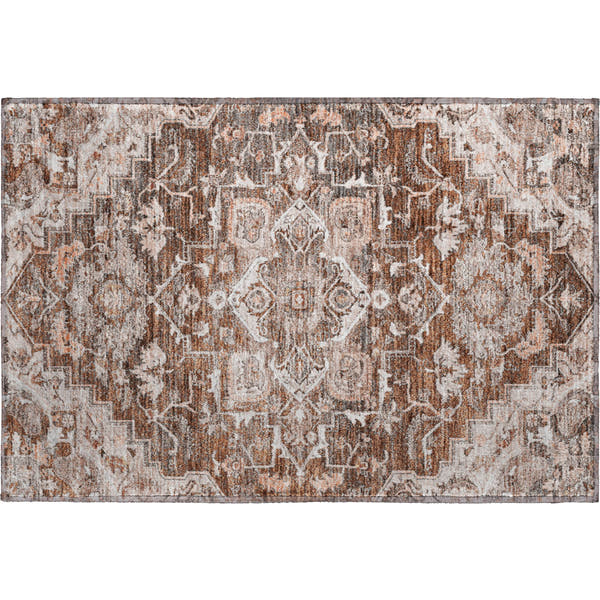 Zanzibar Machine Washable Traditional Terracotta Orange Rug 1'8" x 2'6"
